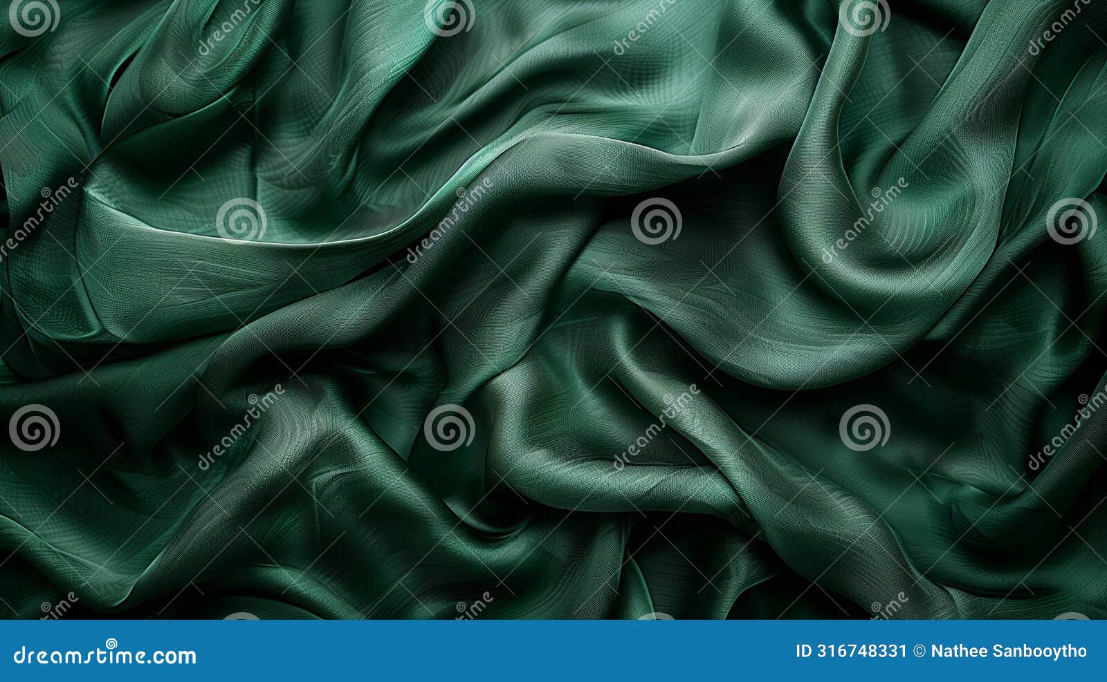 emerald green satin fabric with luxurious folds