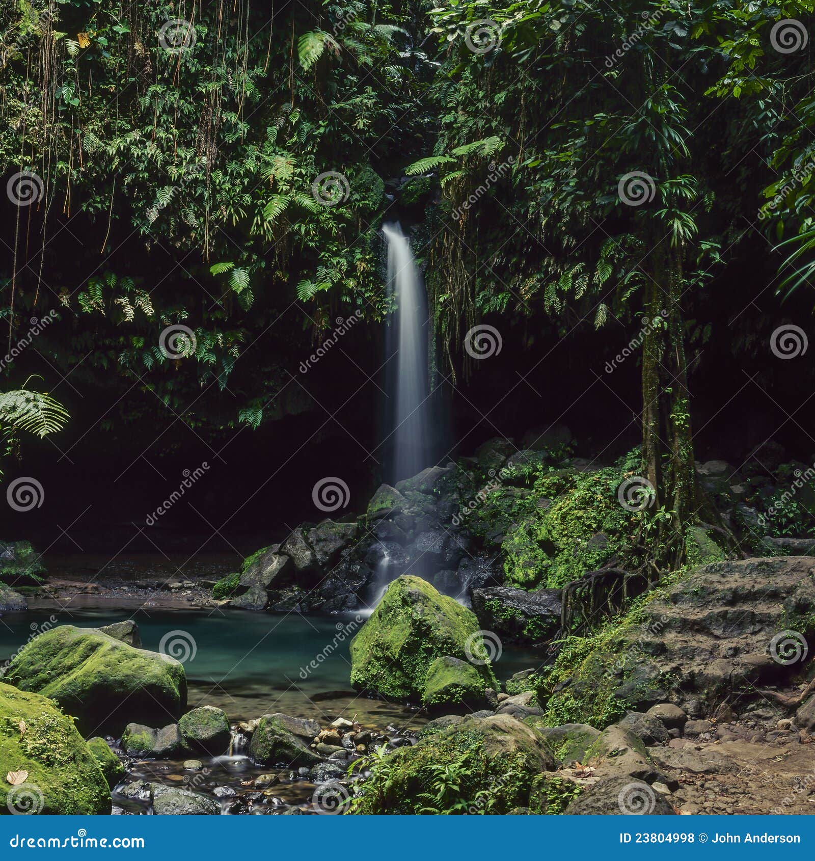 Emerald pool waterfall stock photo. Image of cascade 23804998