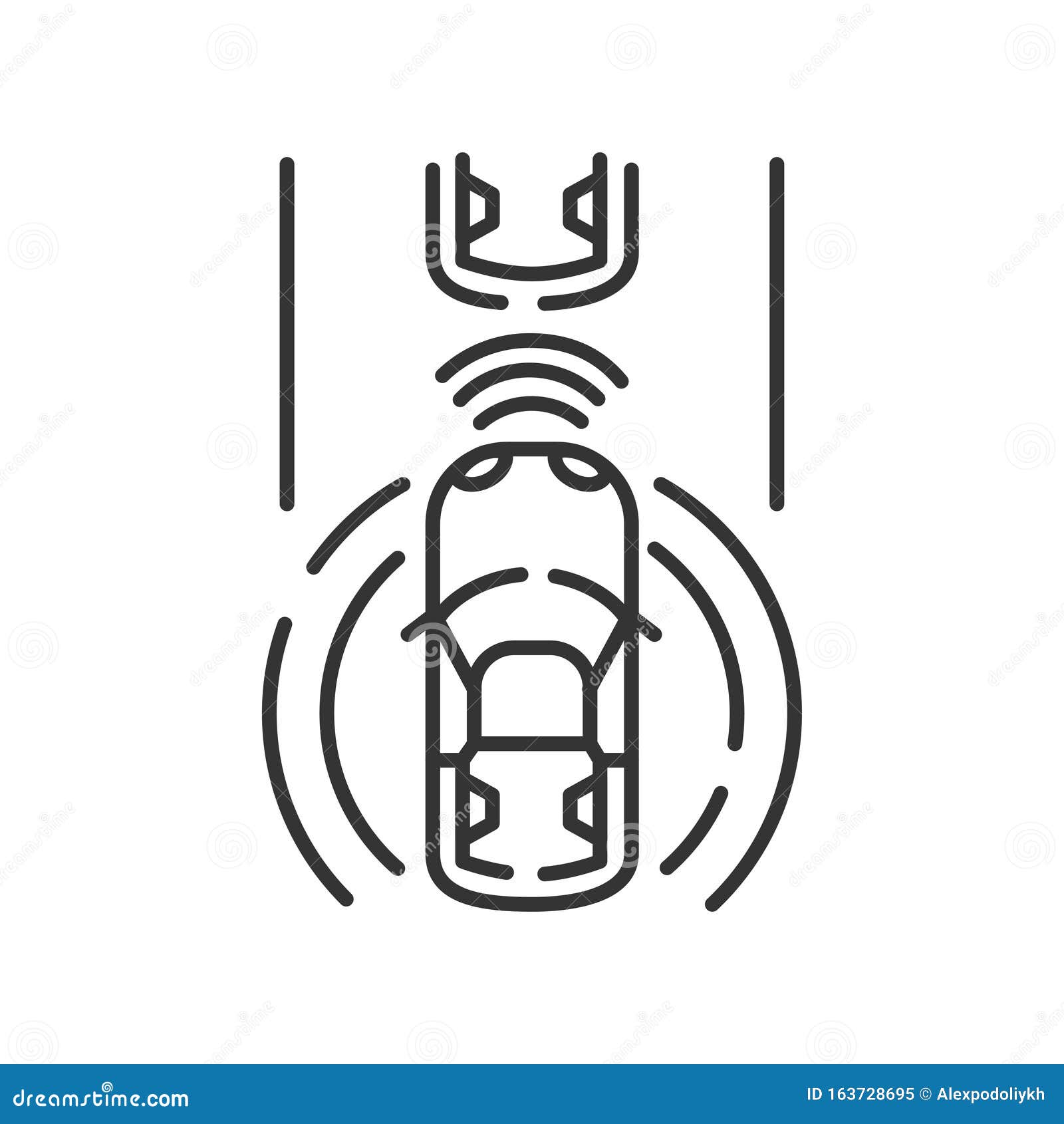 emergency brake assist color line icon. safety distance. collision warning concept. driverless auto. pictogram for web page,