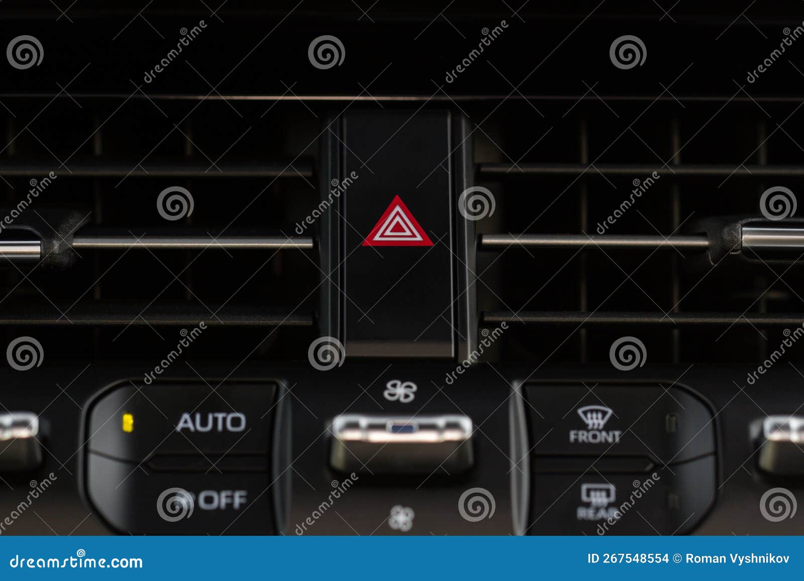 Emergency Button in Car, Hazard Light. Stock Photo Image of help