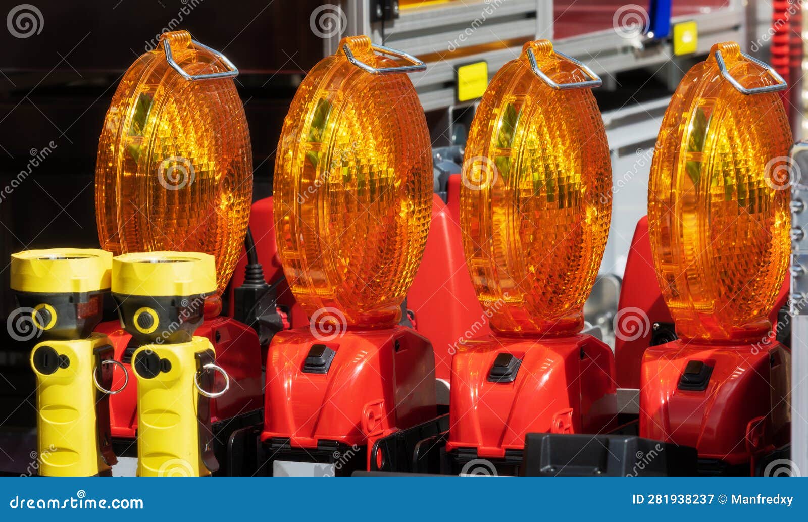 Emergency Equipment Inside a Fire Truck Stock Image Image of light
