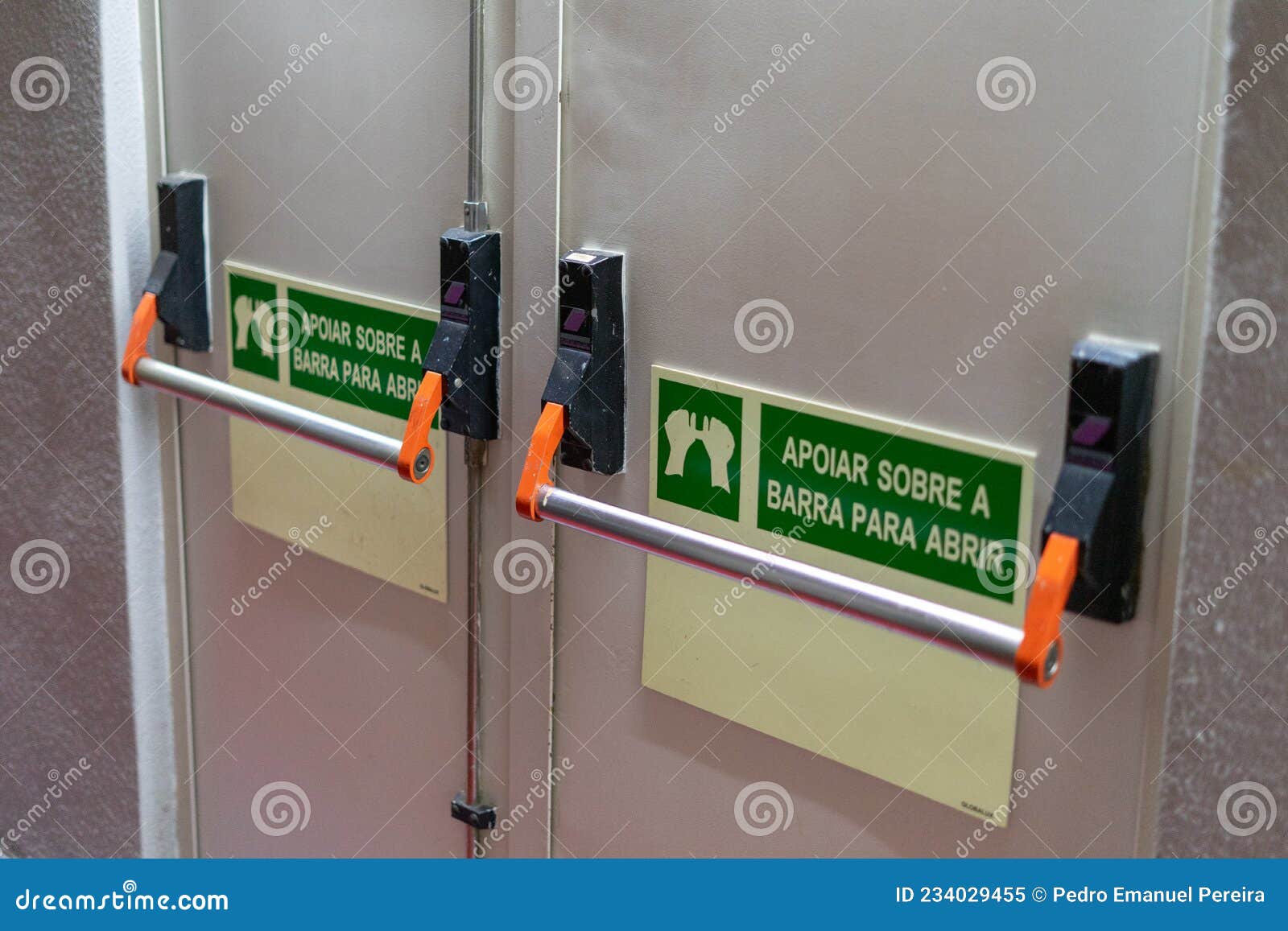 Emergency Exit Door Panic Bars with Signage Stock Image Image of bars