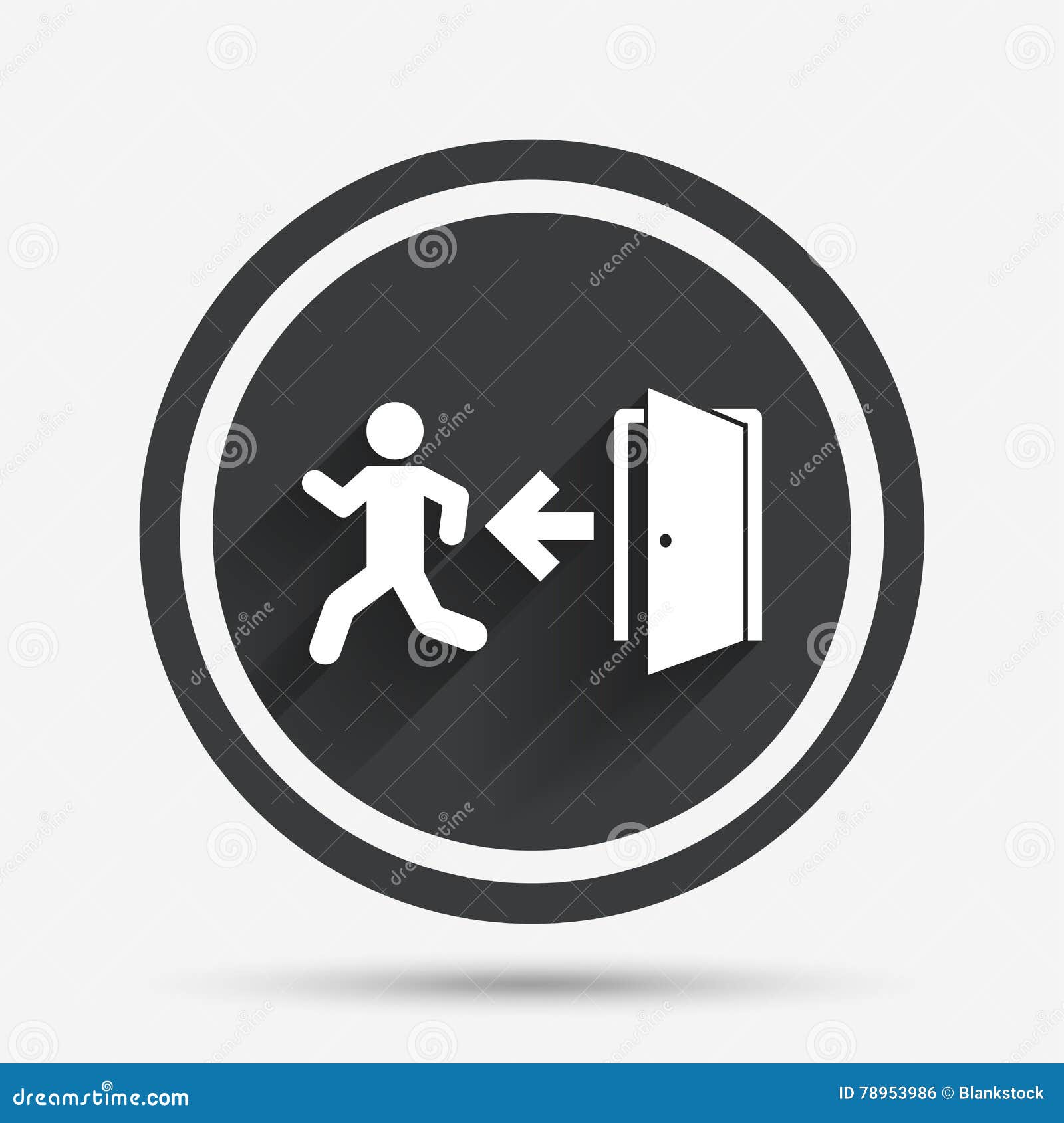 Emergency Exit Sign Icon. Door with Left Arrow. Stock Vector