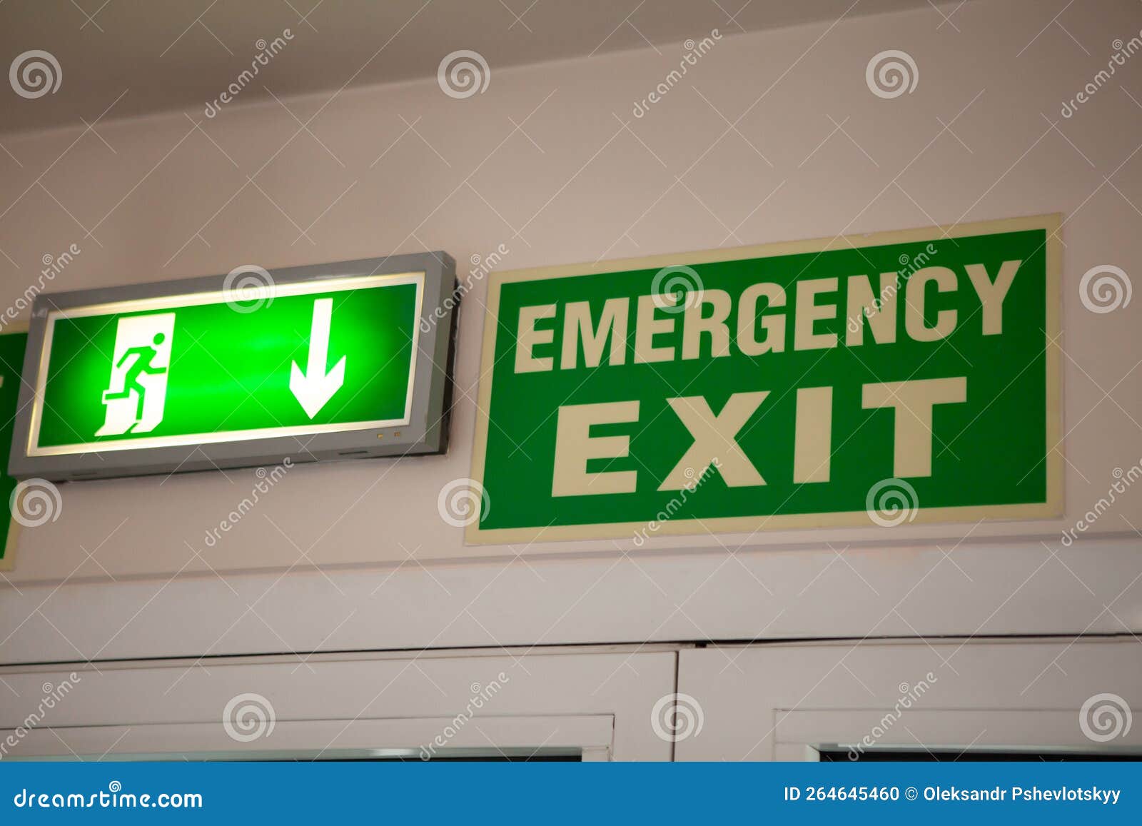 Emergency Exit Sign Over Doors. Stock Photo Image of directional