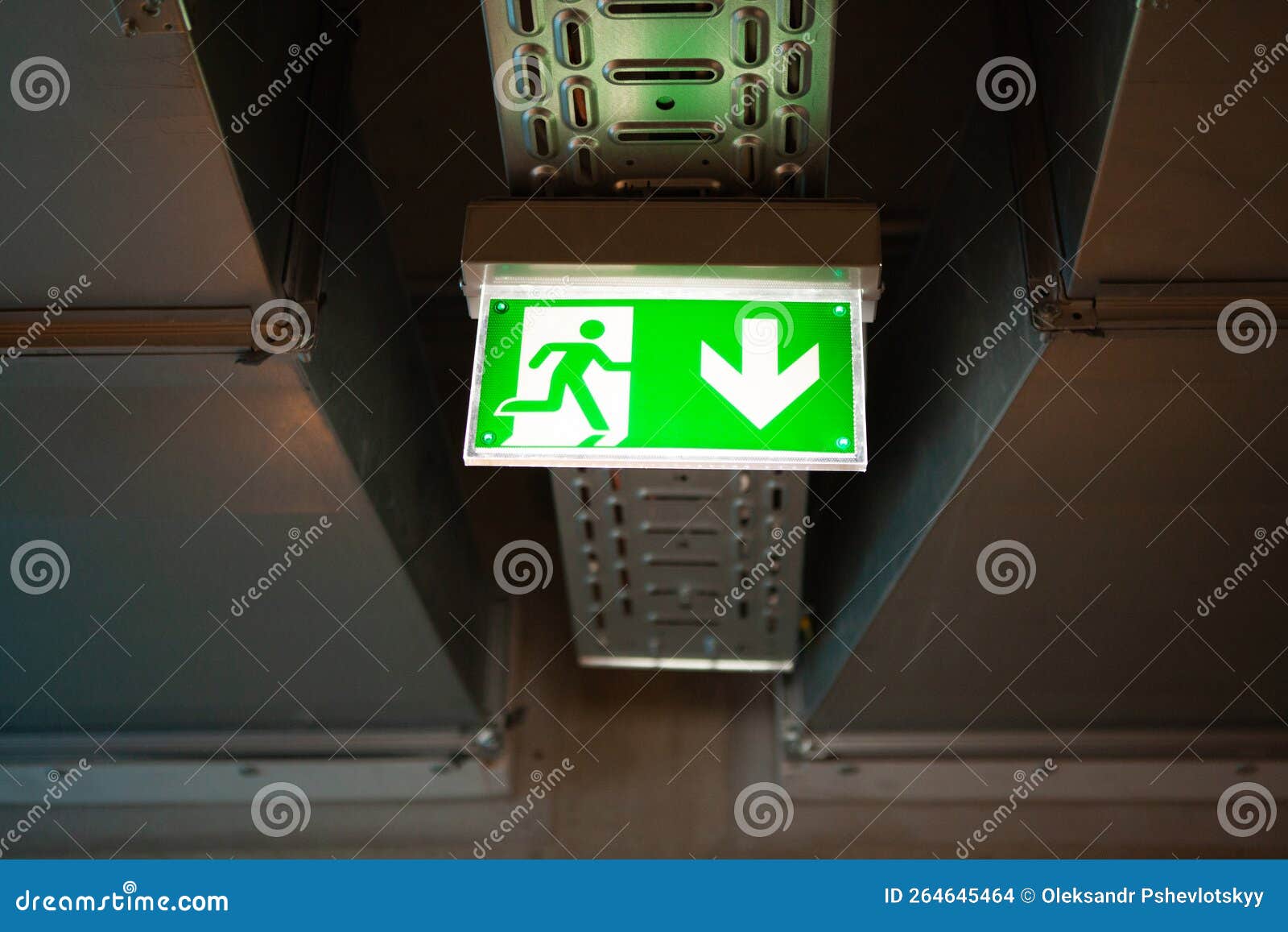 Emergency Exit Sign Over Doors. Stock Photo Image of exhibition