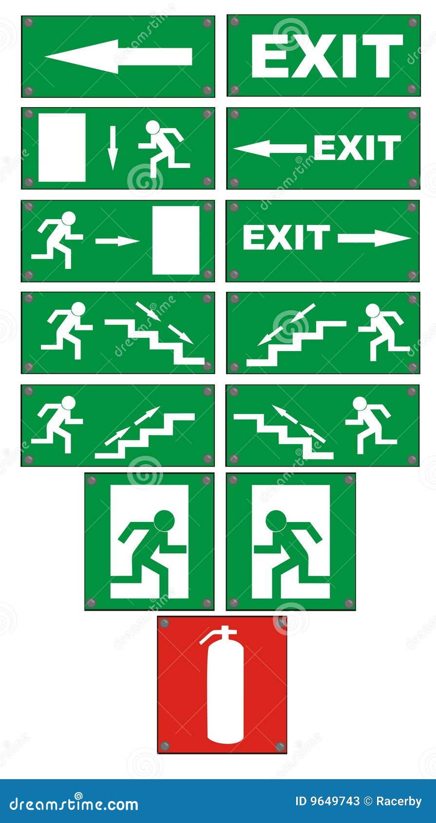 Emergency Fire Escape Signs Stock Vector Illustration of route