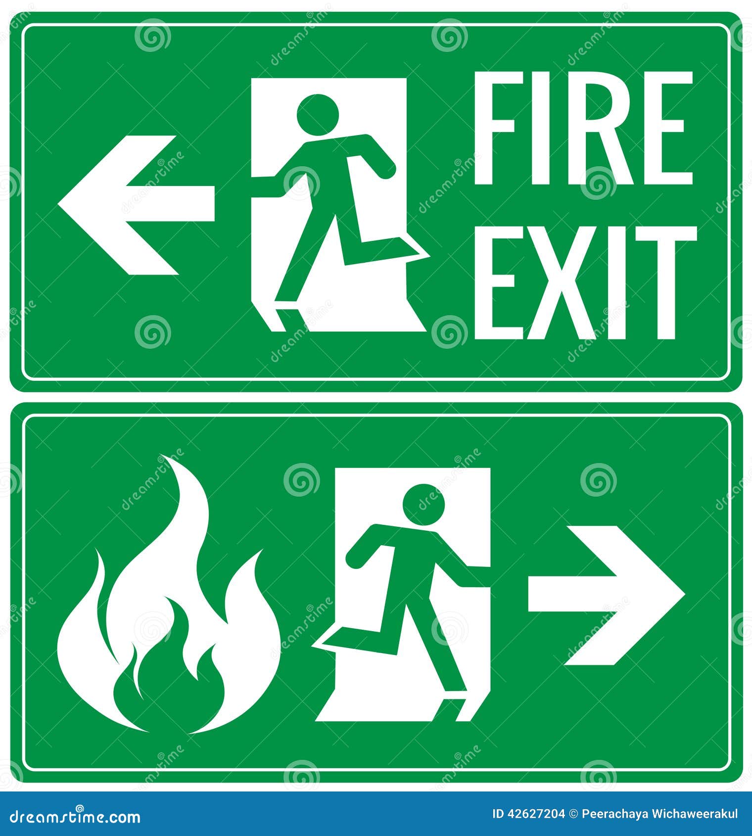 Emergency exit sign man running out fire Vector Image