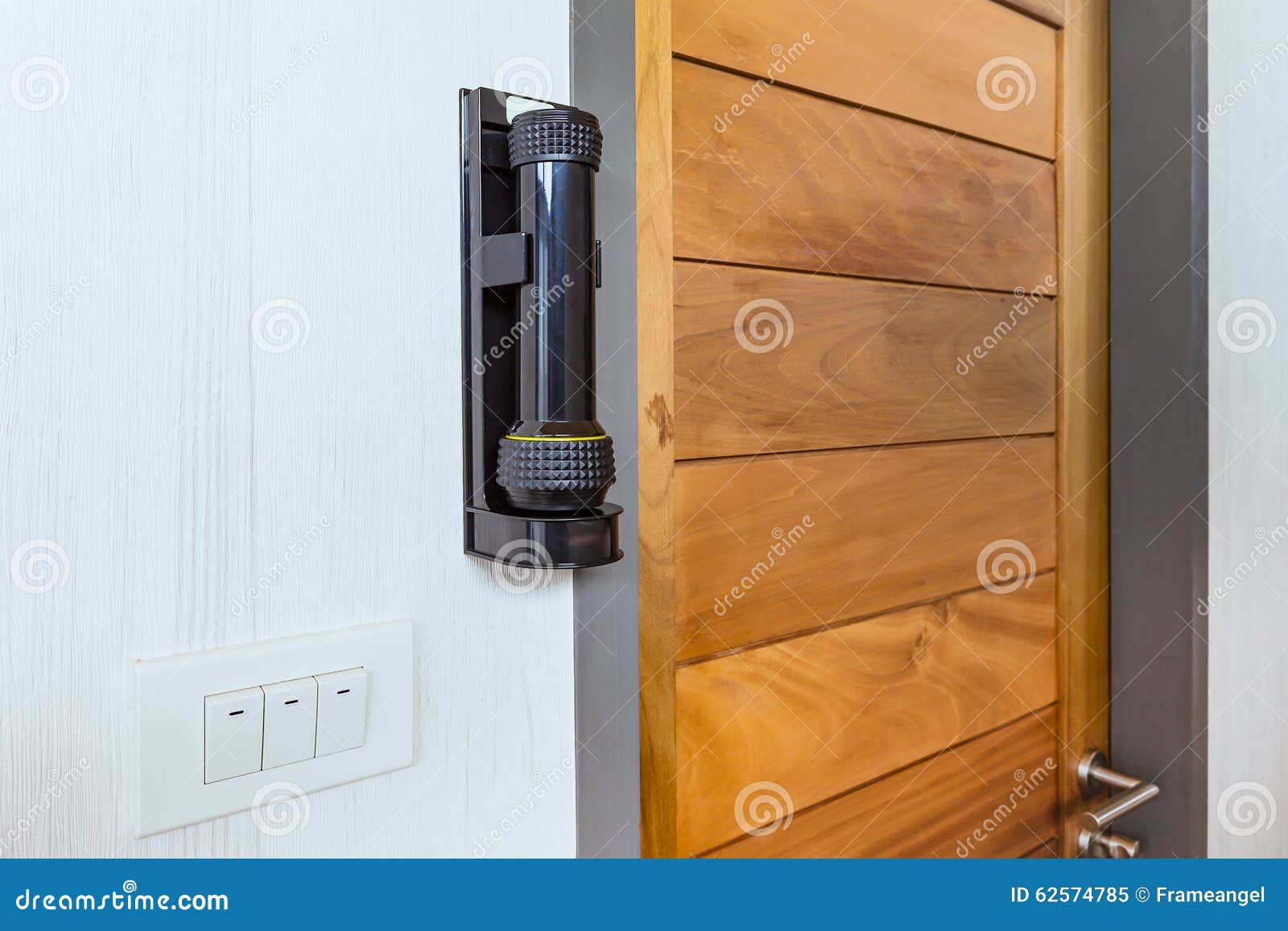 Emergency Flashlight at Door for Urgent Case Stock Image Image of