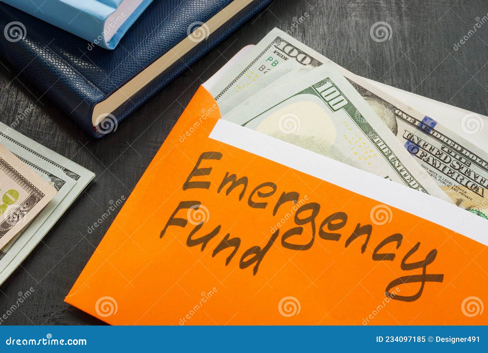 Emergency Fund Sign on the Envelope with Money. Stock Image Image of