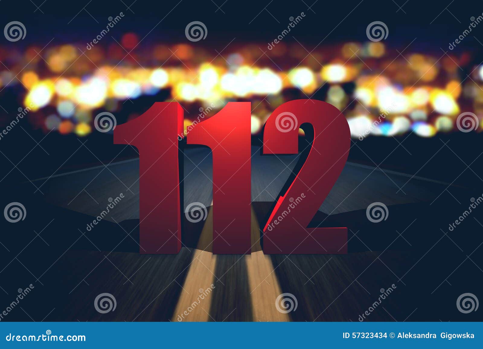 112 Emergency Number Standing on the Road Stock Illustration