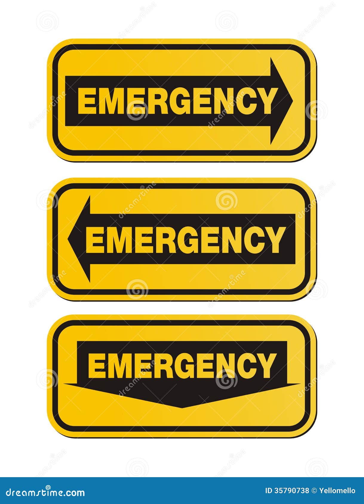 Emergency Signs Yellow Signs Stock Illustration Illustration of