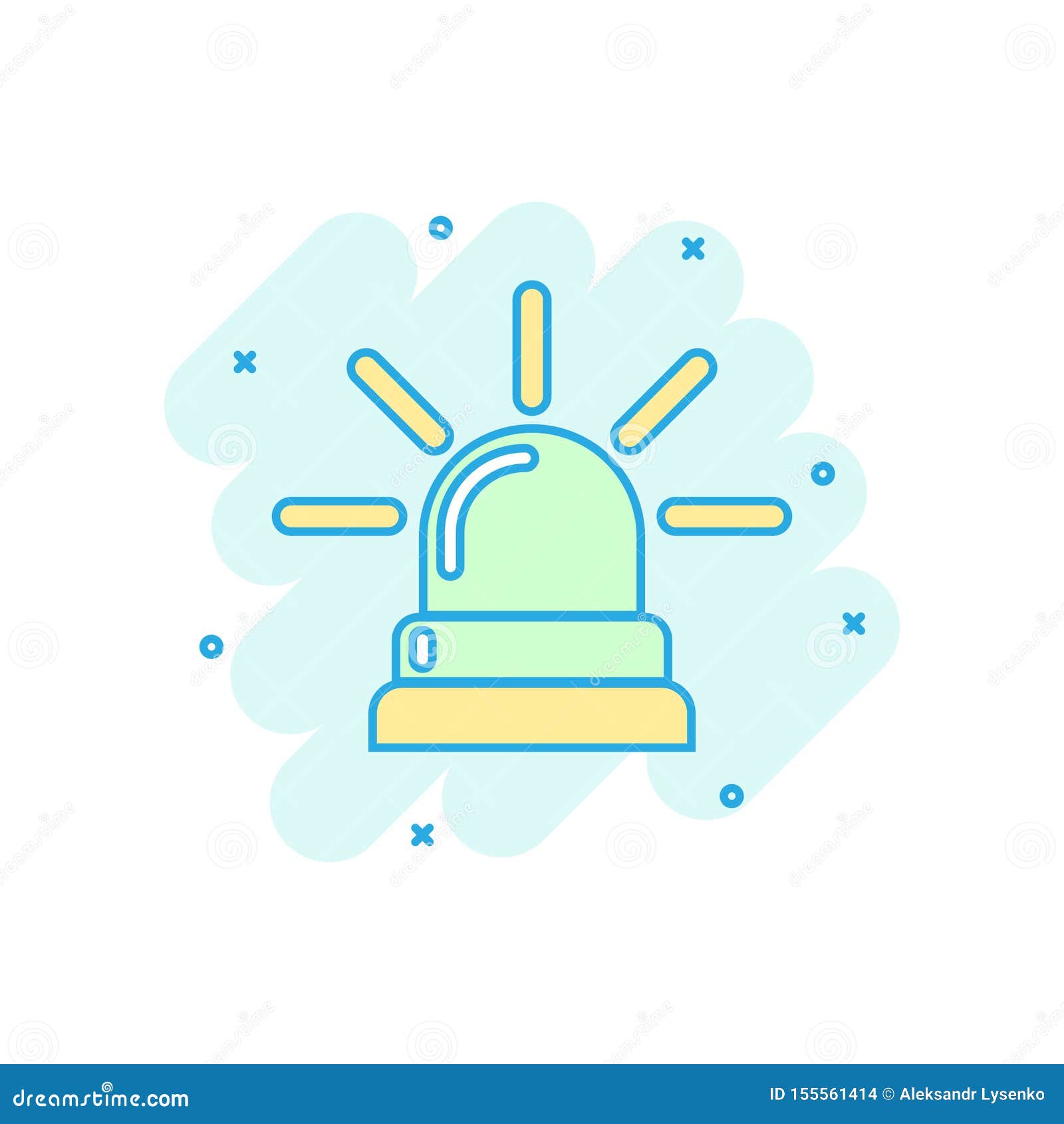 Emergency Siren Icon In Comic Style Police Alarm Vector Cartoon