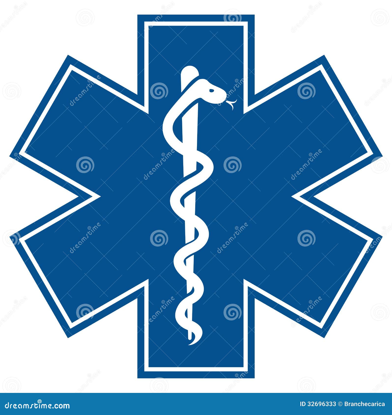 emergency star - medical  caduceus snake wit