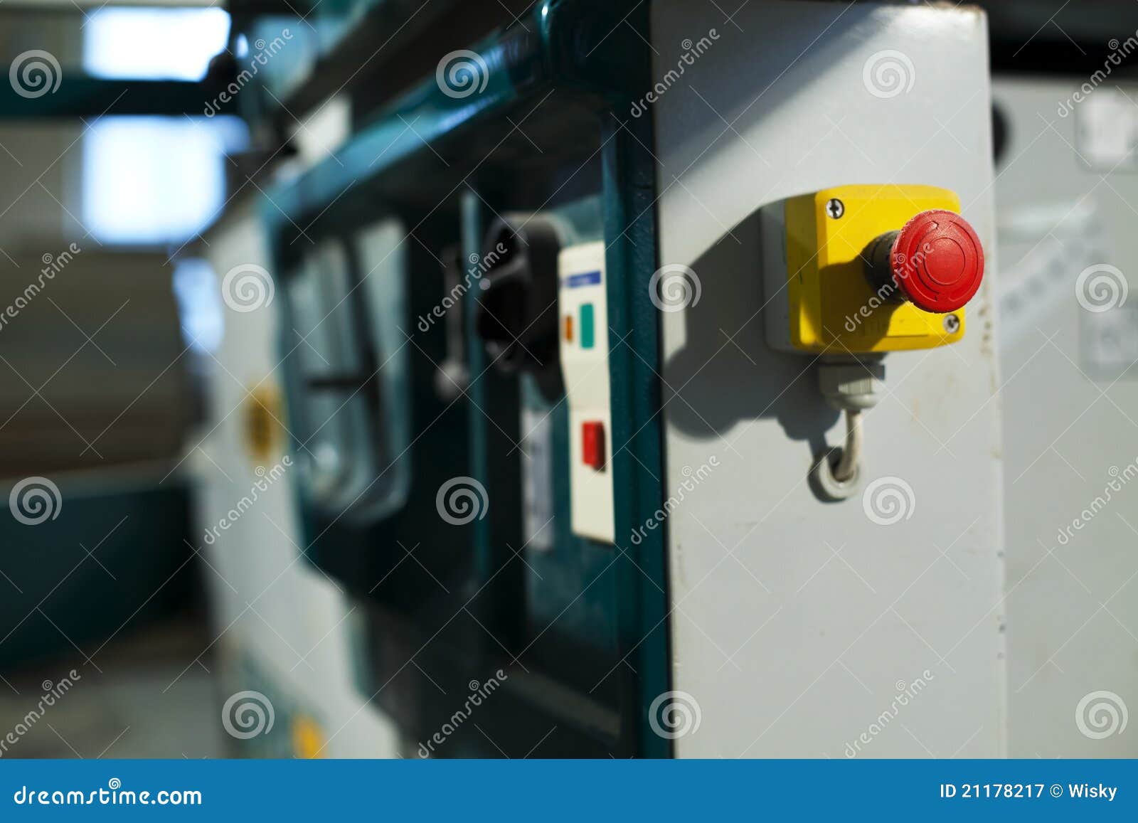 Emergency Stop Button on Industrial Saw Machine Stock Image Image of