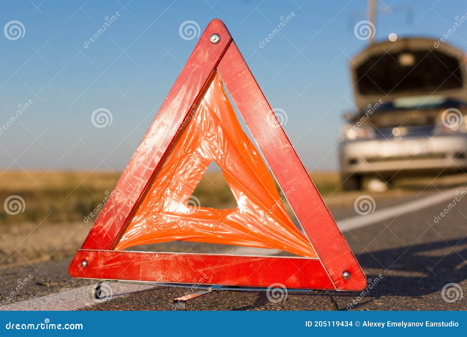 Emergency Stop of the Car on the Highway. Stock Photo Image of