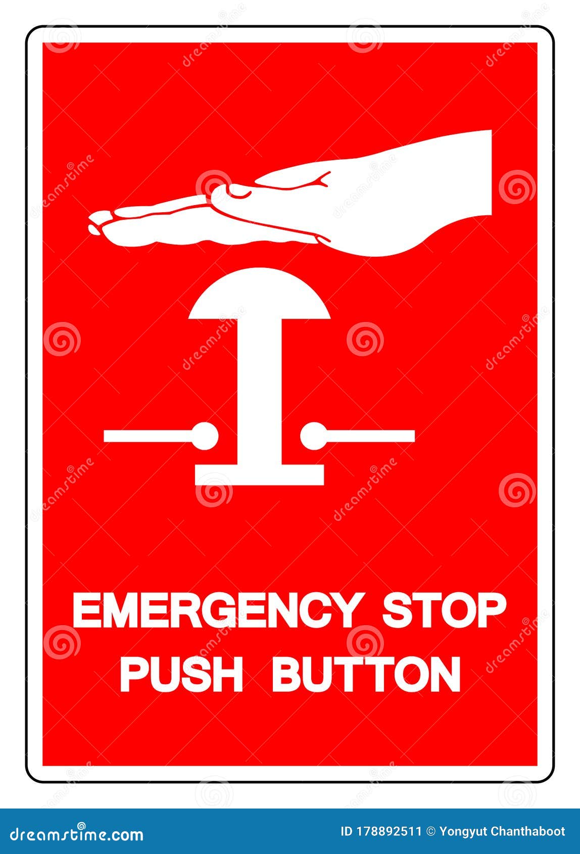 Emergency Stop Push button Safety Sign 