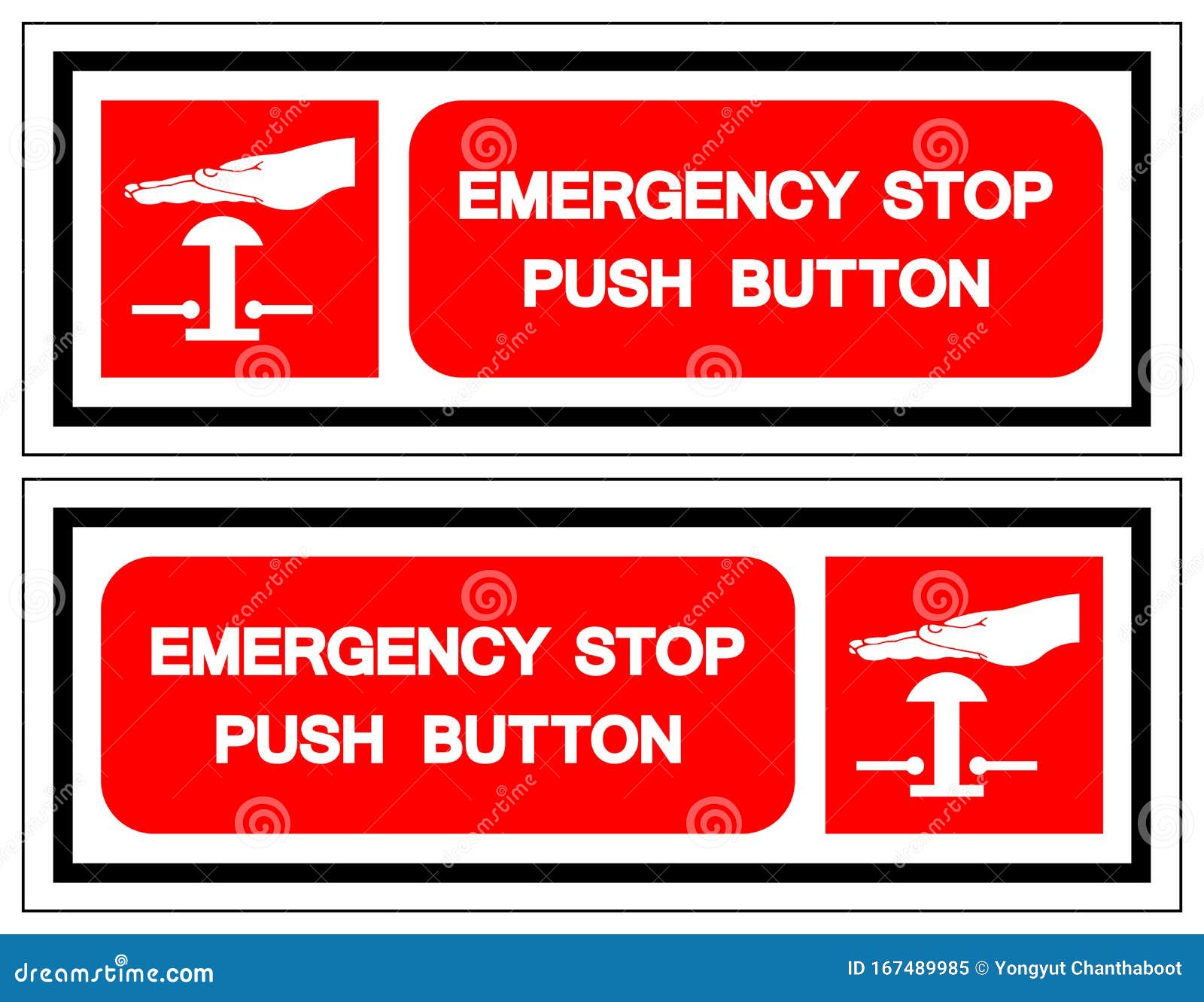 EMERGENCY STOP PUSH BUTTON STICKER SIGN 