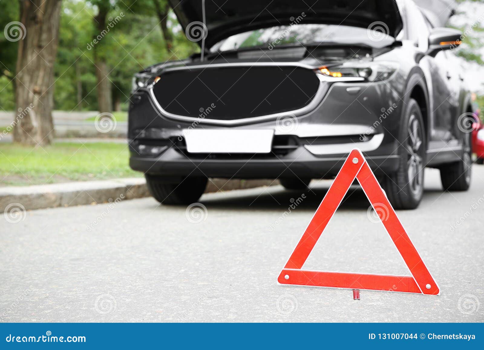 Emergency Stop Sign Near Broken Car Stock Photo Image of open, sign