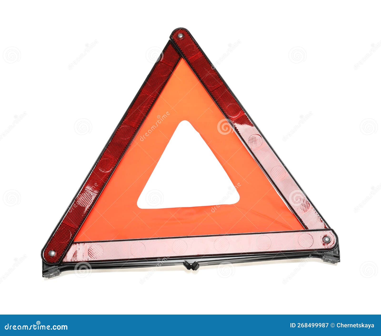 Emergency Warning Triangle Isolated on White, Top View. Car Safety