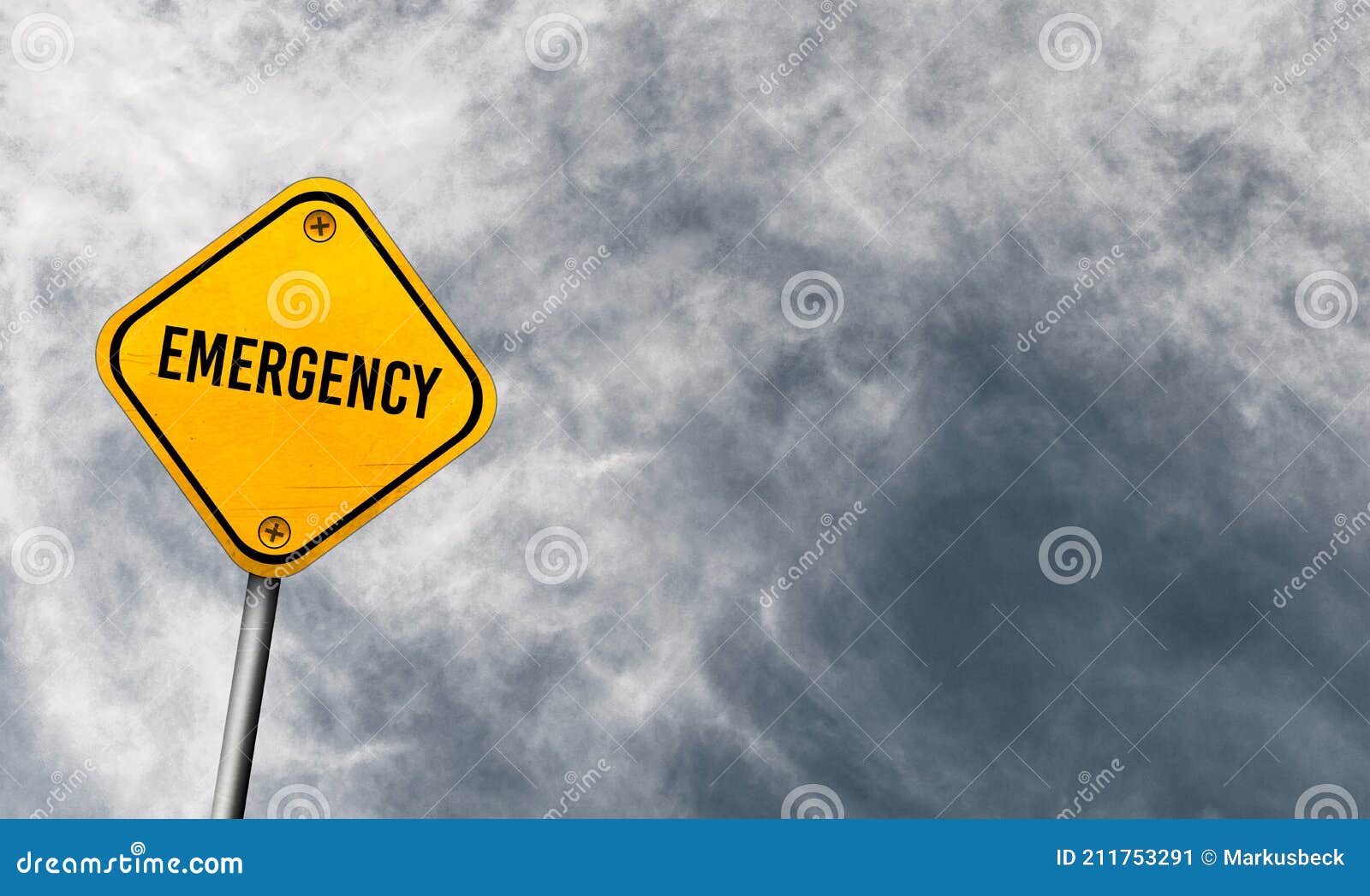 Emergency, Set Of Yellow Warning Signs With Lifebuoy. Help Service For