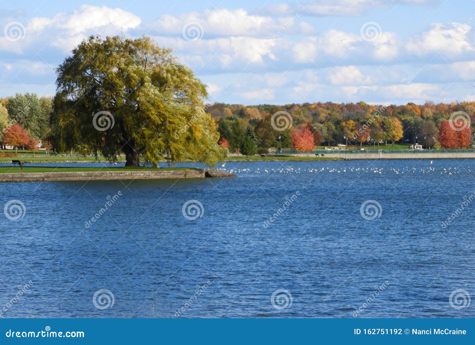 Owasco Lake Emerson Park Auburn NYS during Autumn Stock Photo Image