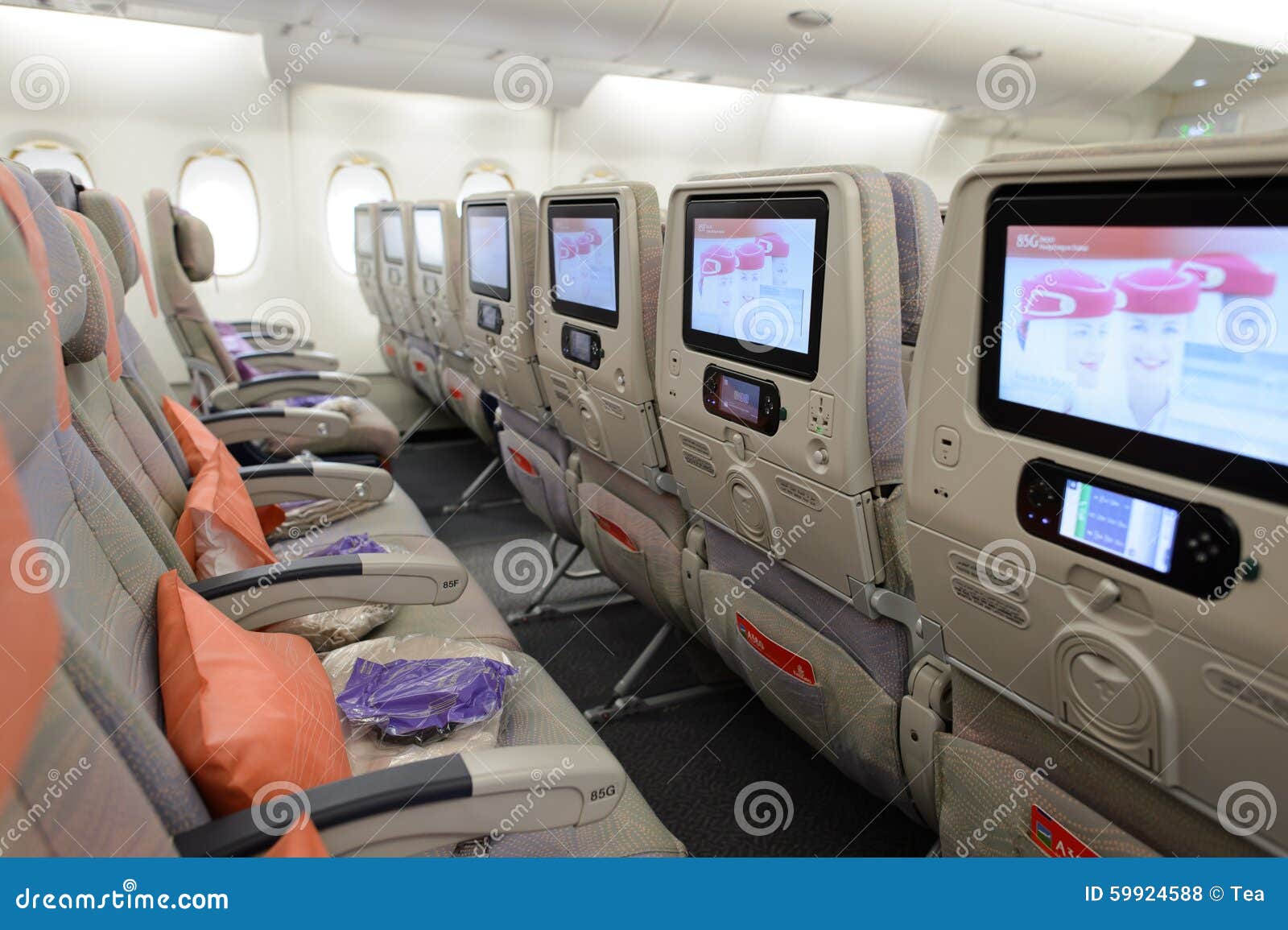 Emirates Airbus A380 Aircraft Interior Editorial Stock Photo