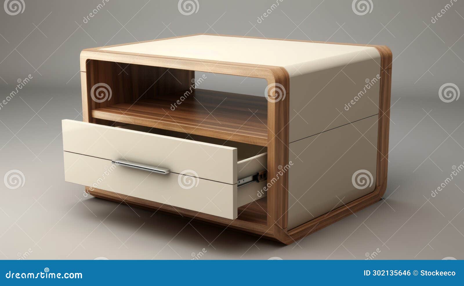 Emirates Bedside Table Wood 3d Model Rendered in Cinema4d Stock