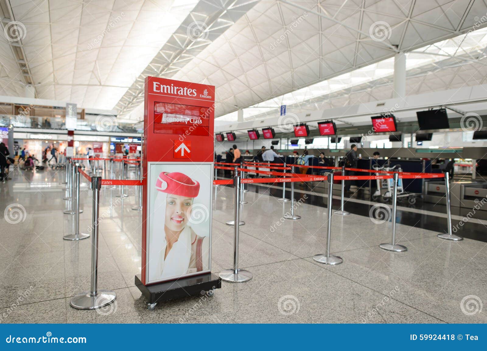 Emirates check-in area editorial stock photo. Image of