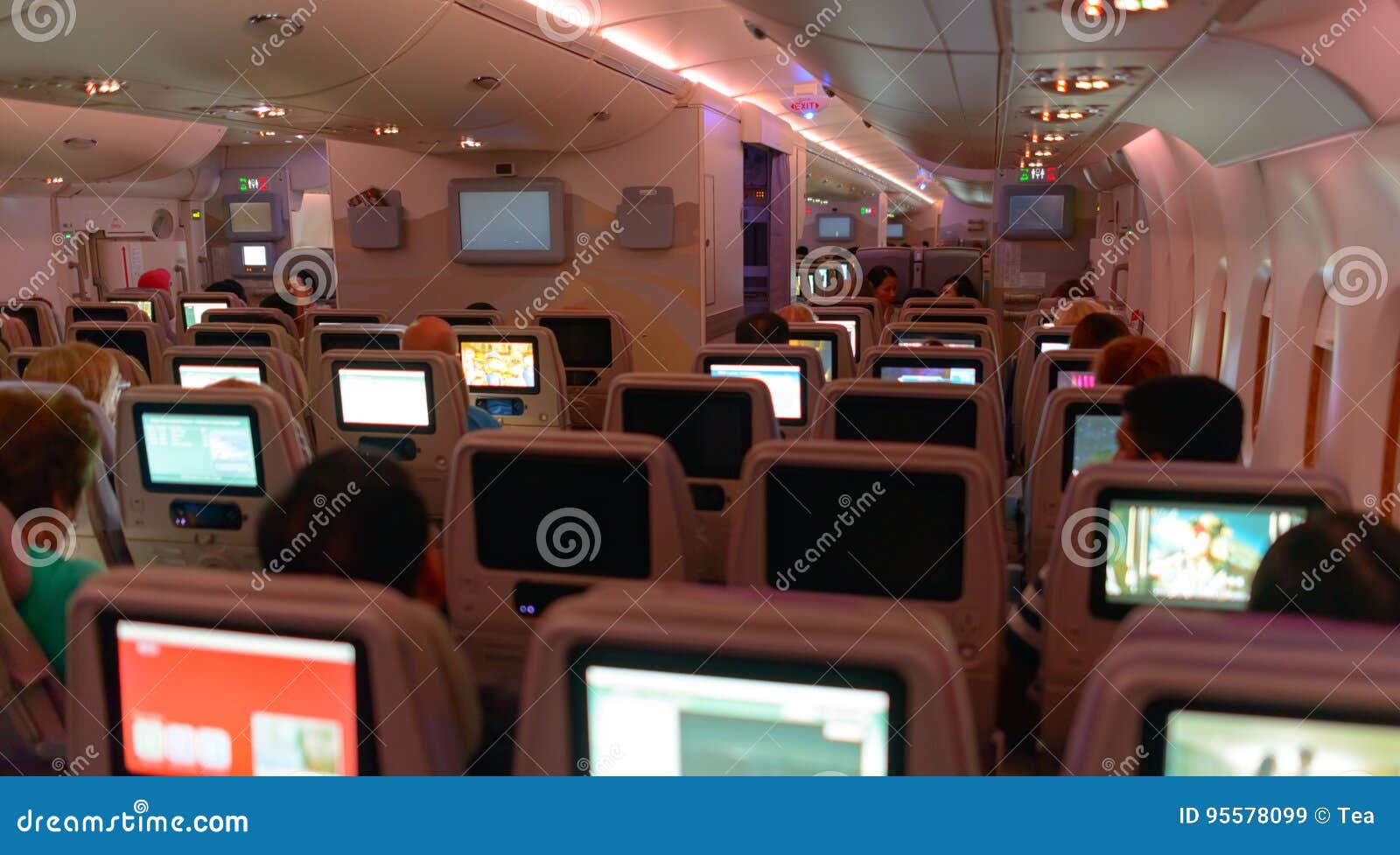 Emirates A380 Economy Class Interior Editorial Stock Image