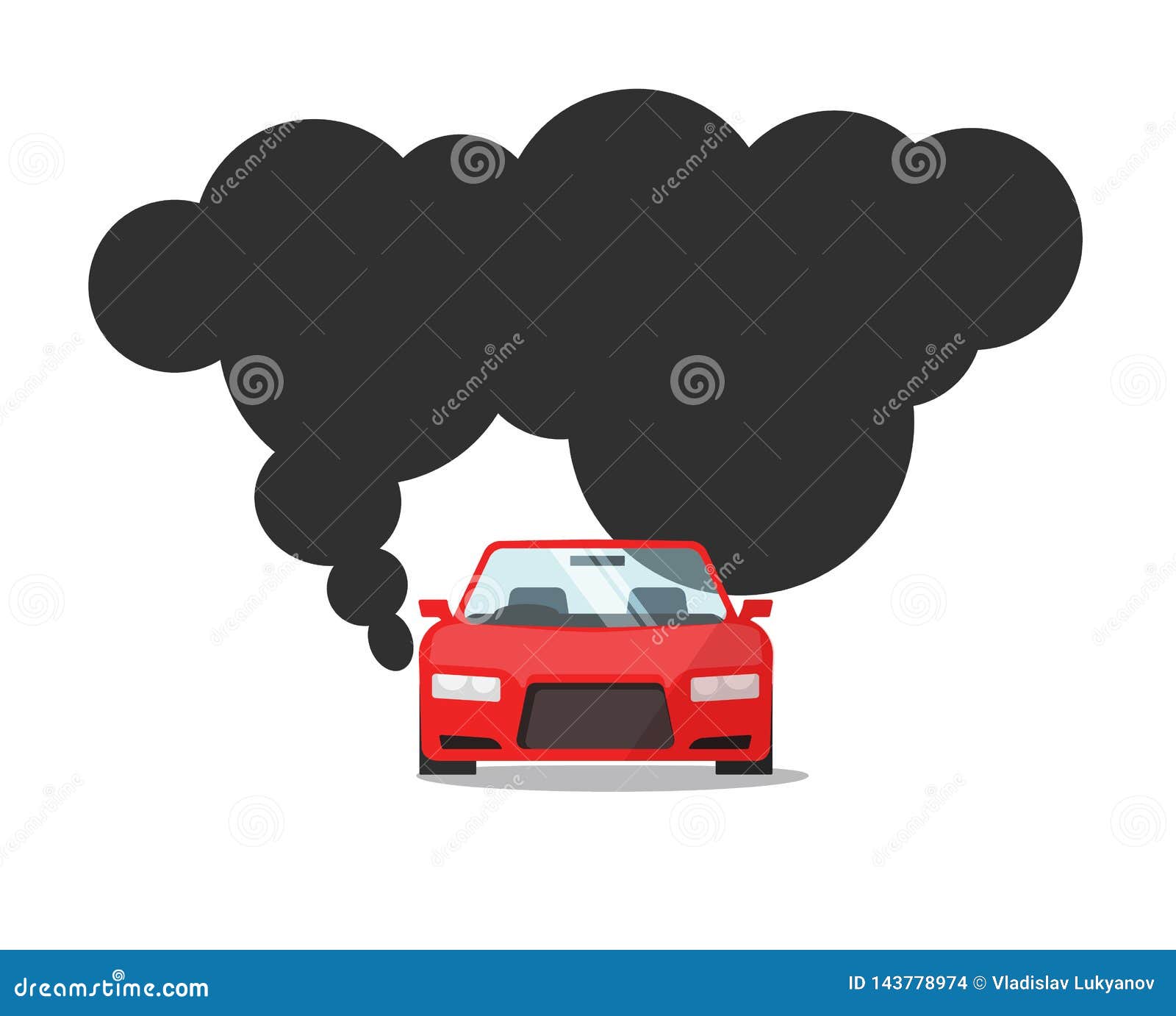Emission CO2 of Automobile Fuel Vector Illustration, Flat Cartoon Car with  Big Smoke Cloud Gas, Concept of Carbon Stock Vector - Illustration of  black, smog: 143778974