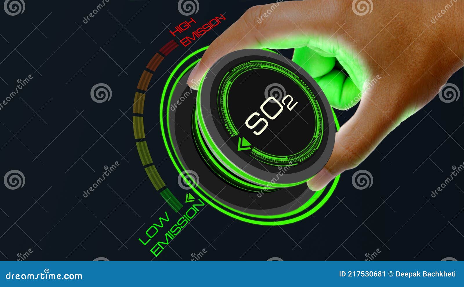 so2 emission concept with knob button