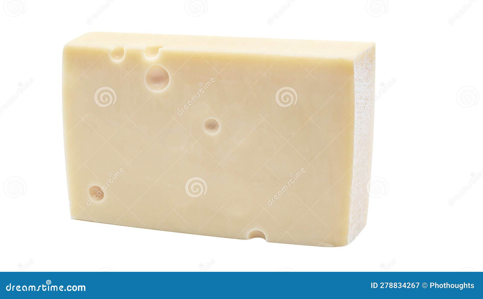Emmental,Emmentaler or Emmenthal Cheese Slice Isolated on a White