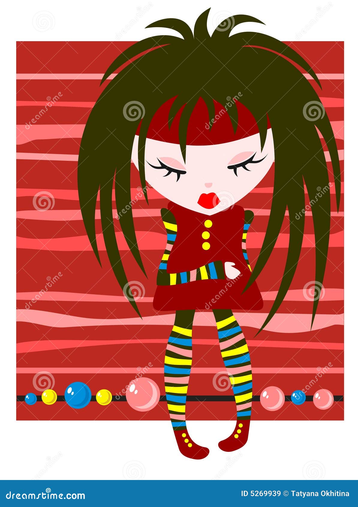Emo girl stock vector. Illustration of pretty, striped 5269939