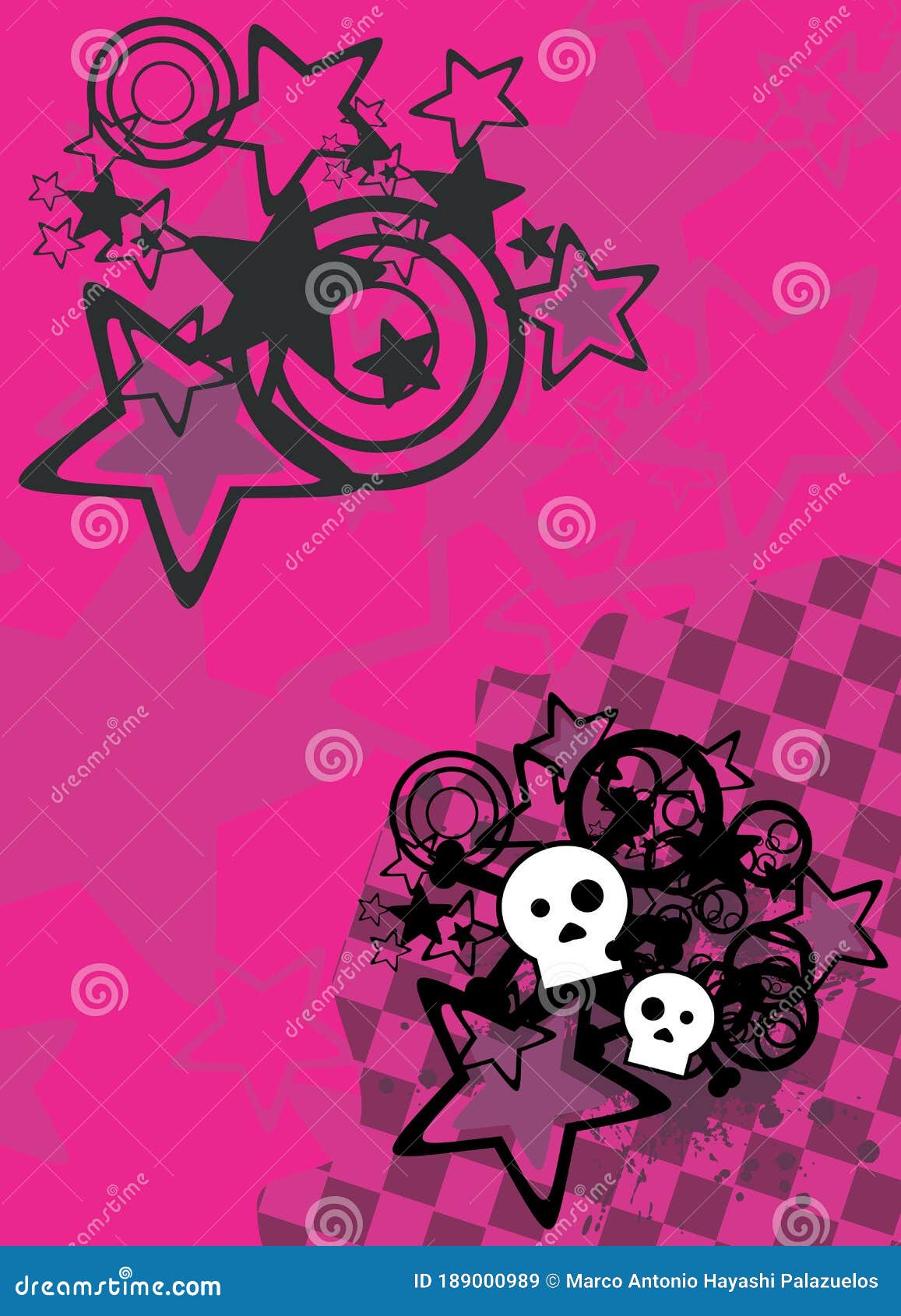 Emo Cartoon Skull and Stars Cel Phone Wallpaper Background Stock Vector   Illustration of halloween caricature 189000961