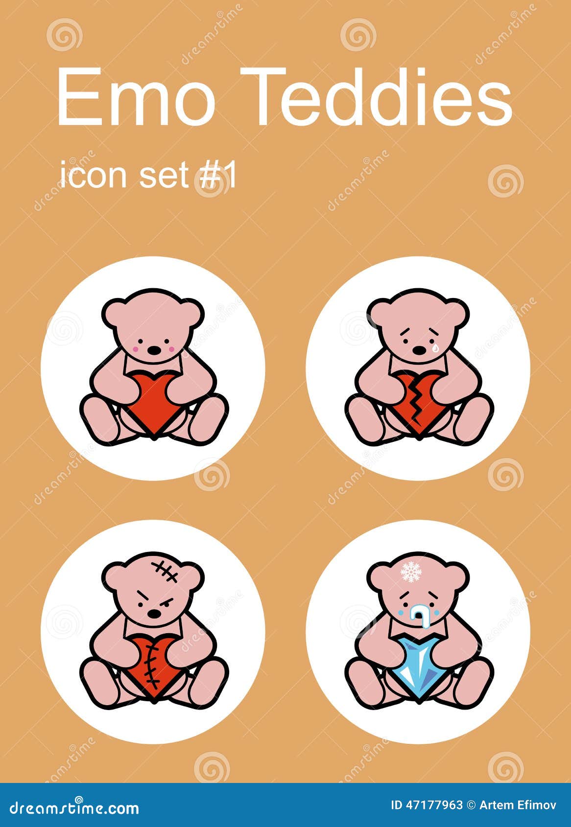 Emo Teddies icons stock vector. Illustration of breach 47177963