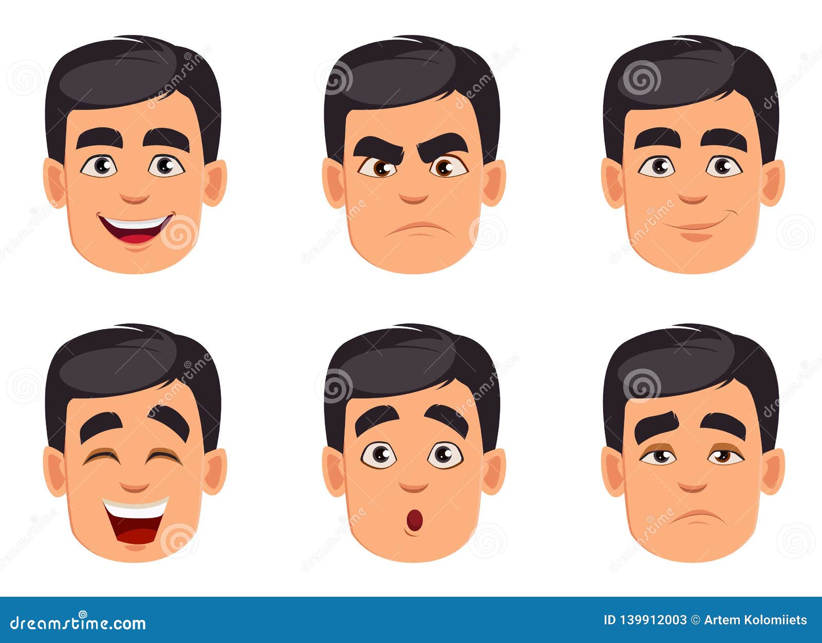 Emociones Masculinas Fijadas Paquete De Expresiones Faciales Ilustración  del Vector - Ilustración de tristeza, calma: 139912003