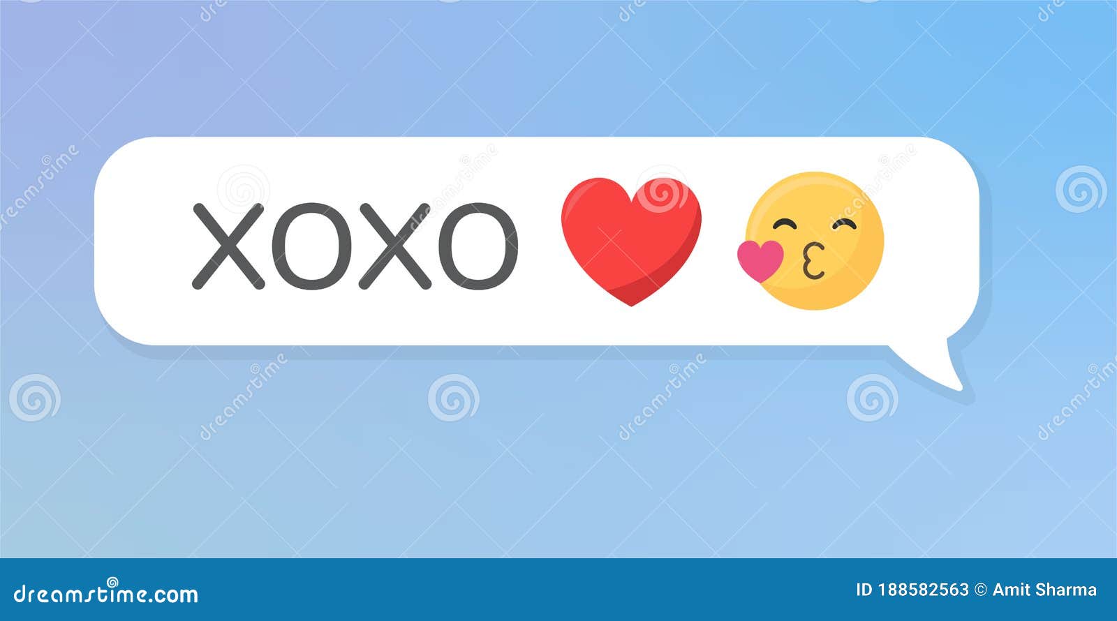 Message Bubble with Kissing Emoji Xoxo Stock Illustration