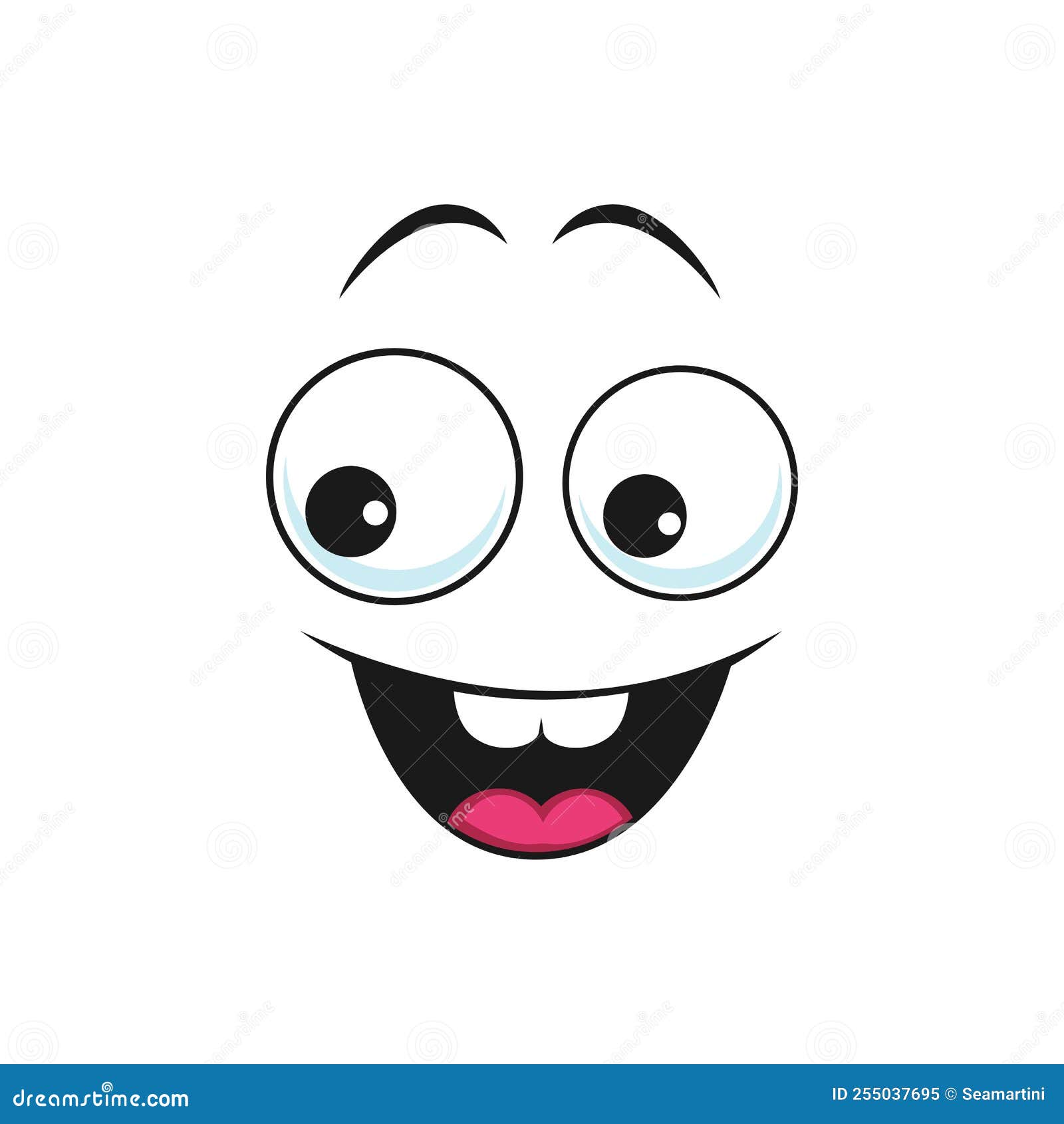 Olhos expressivos e boca sorridente personagem design de rosto V1 Vector