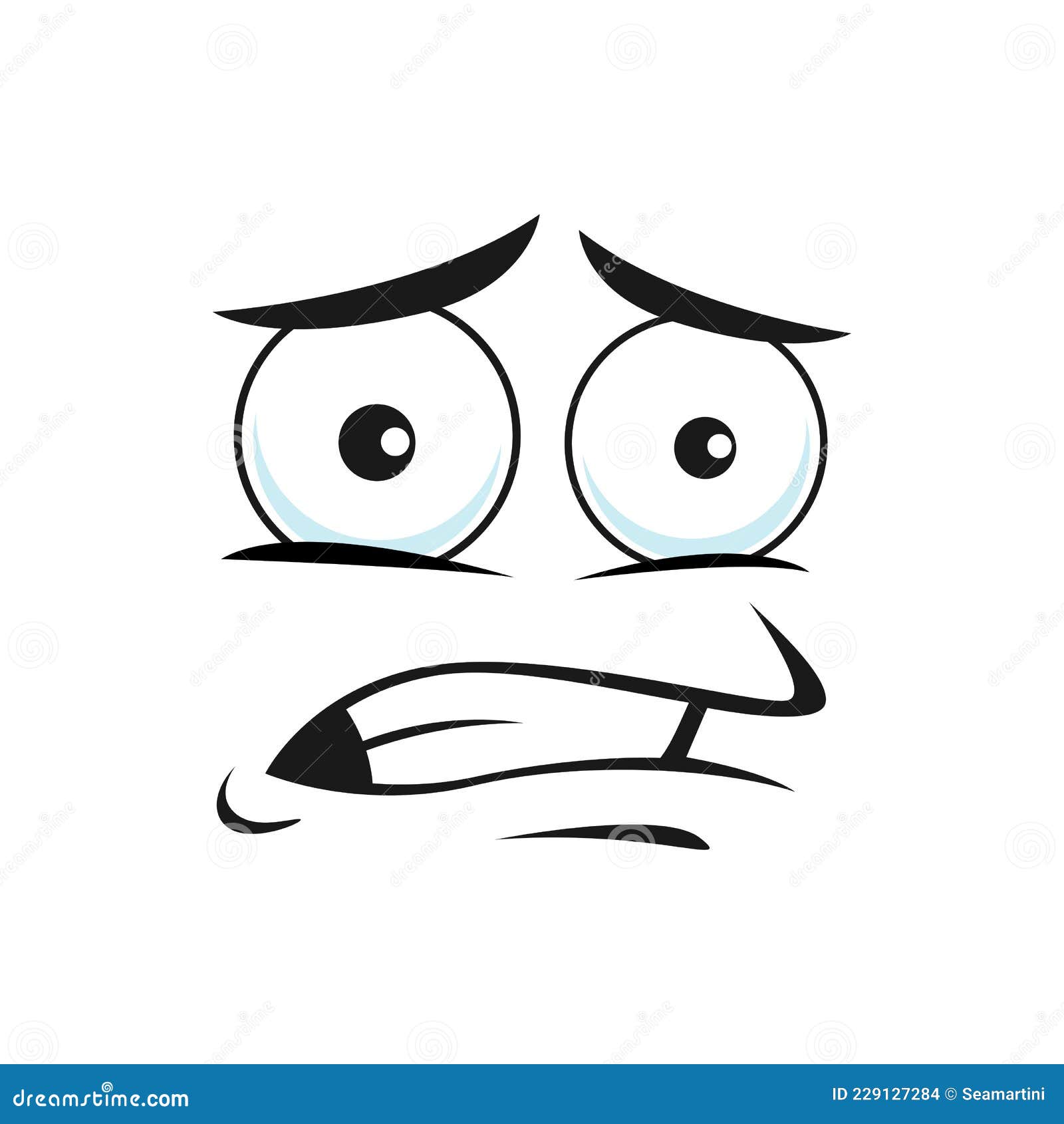 Emoji de desenho animado atônito expressão cômica de rosto angustiado