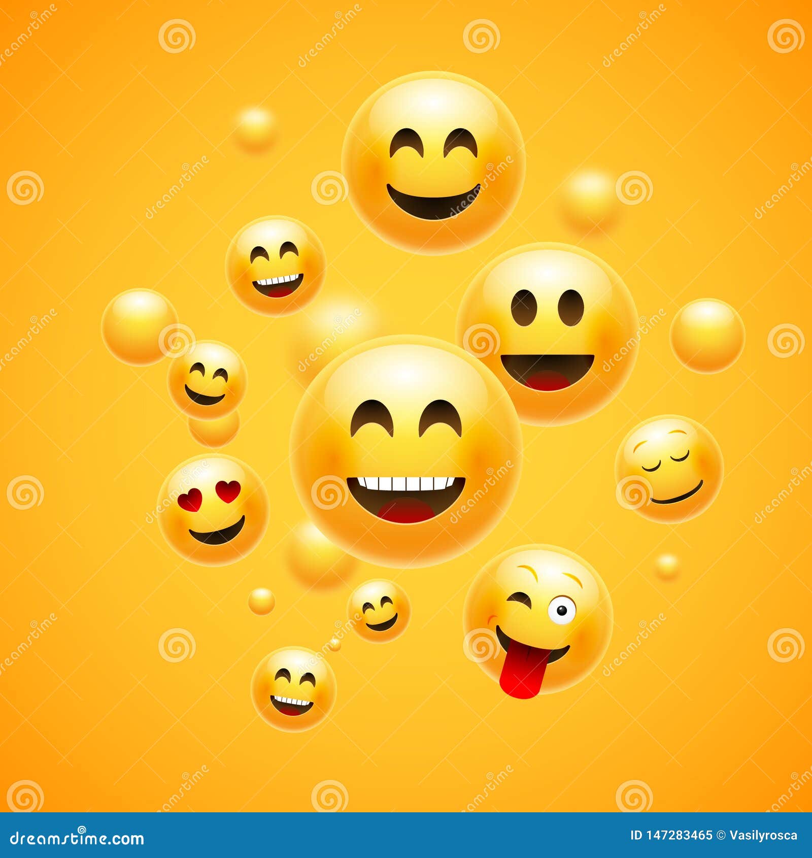 Emoji 3d Emoticon Background. Cartoon Face Group Smiley Happy Friendship  Emoji Funny Design Concept Stock Vector - Illustration of comic,  opportunity: 147283465