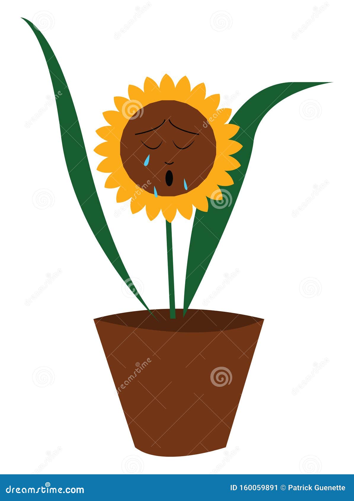 Emoji De Una Planta De Girasol Con Dos Hojas Largas Desvaneciendo LÃ¡grimas  Vectorial Color Dibujo O IlustraciÃ³n Ilustración del Vector - Ilustración  de travieso, verde: 160059891