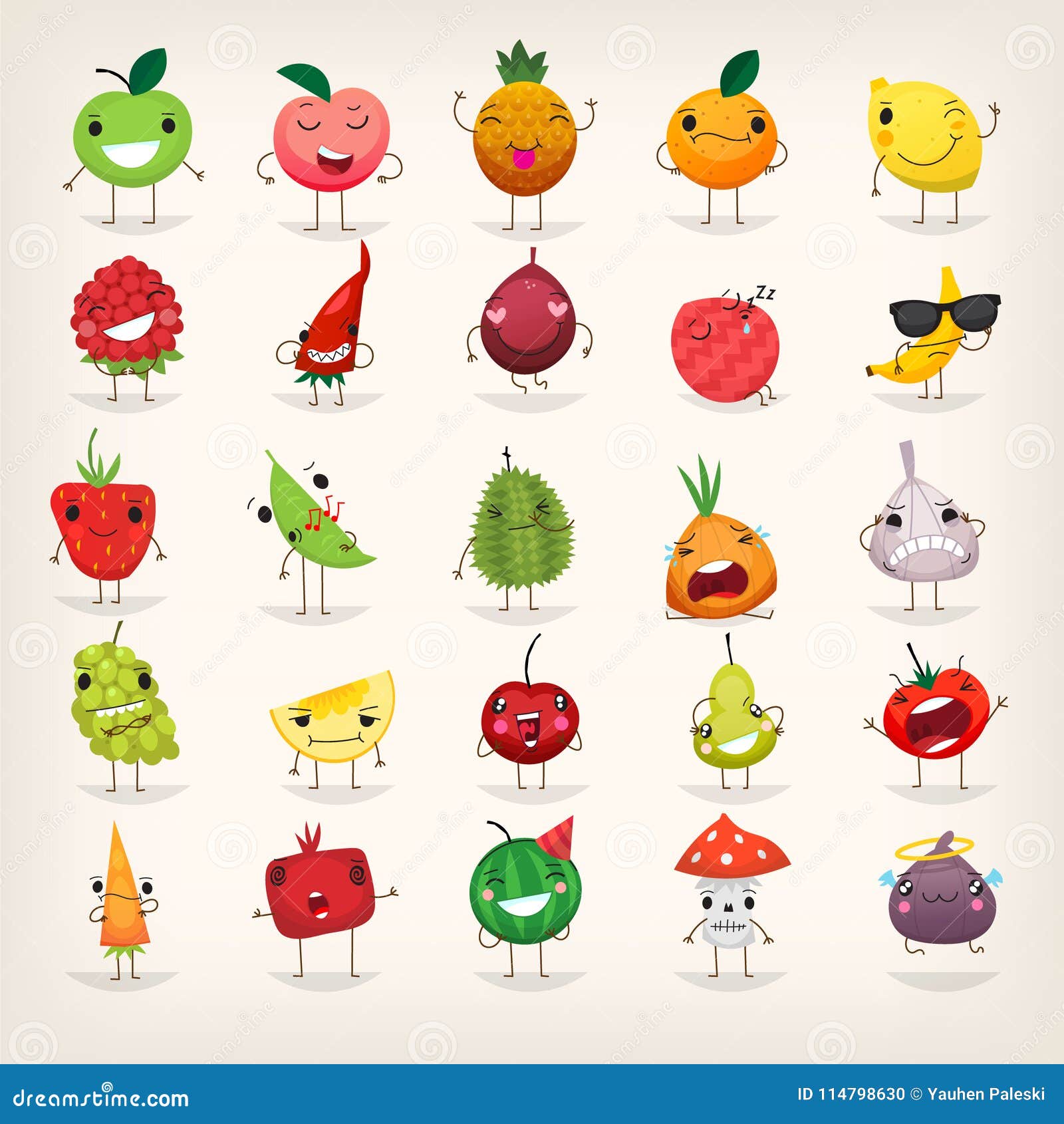 Emoji Delle Verdure E Della Frutta Illustrazione Vettoriale