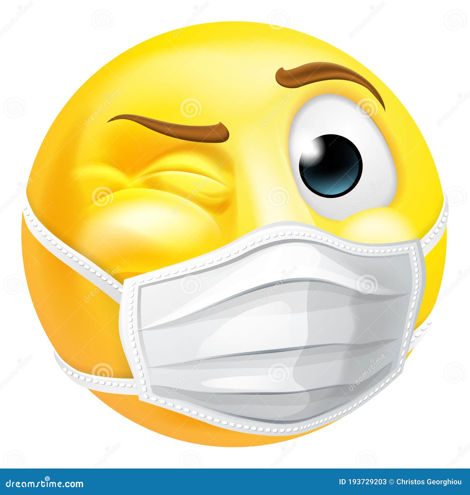 Emoticon Medical Mask Face Winking Stock Vector - of avatar, coronavirus: 193729203