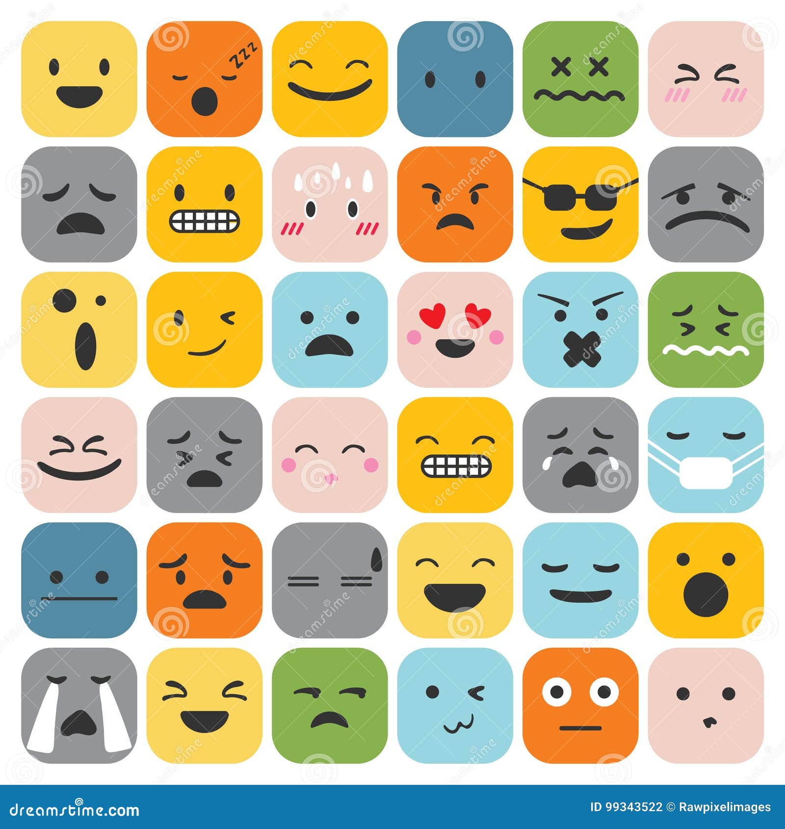 emoji emoticons set face expression feelings collection 