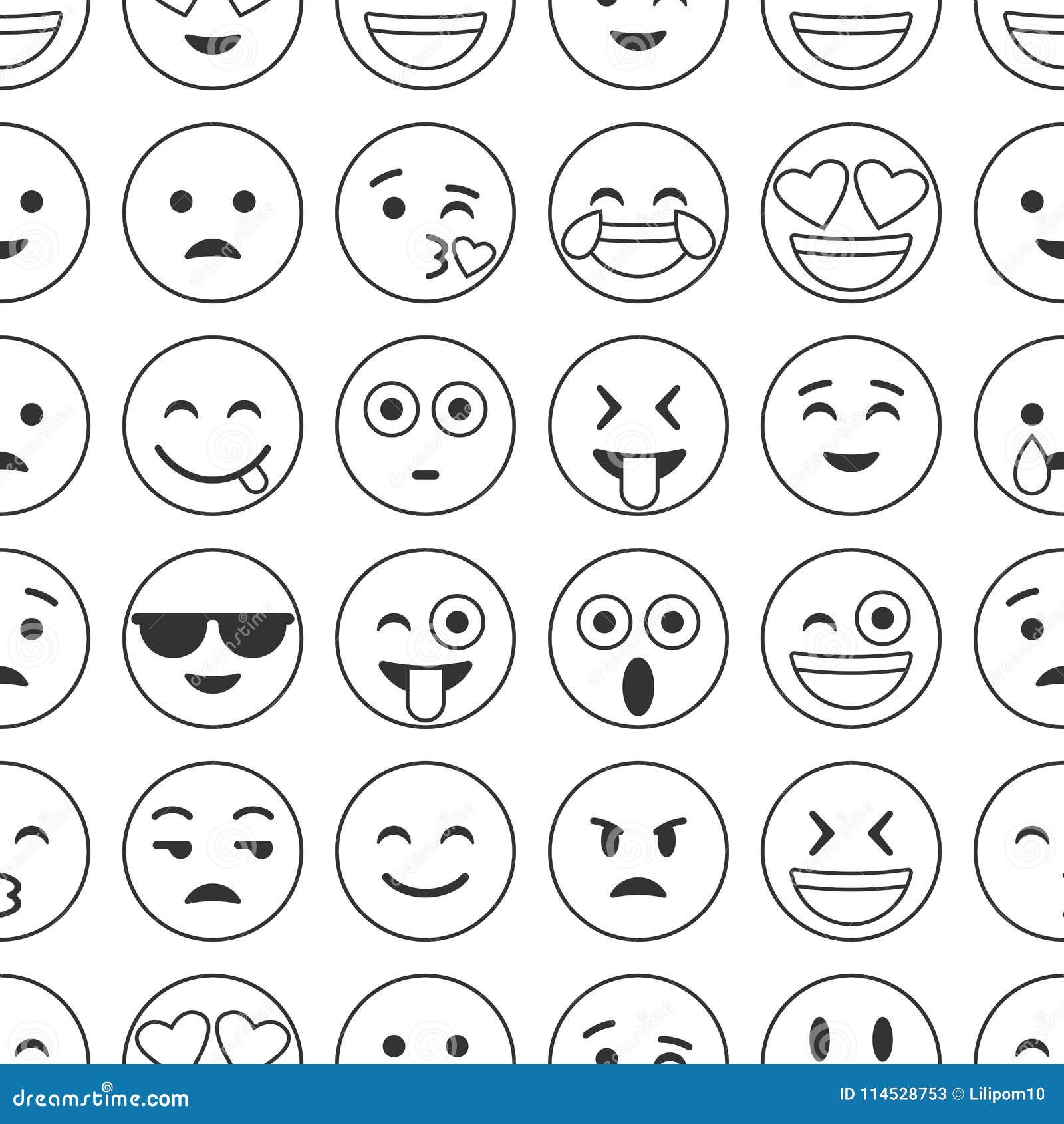 Emoji And Emoticons Smiles Flat Icons Set Or Collection Of
