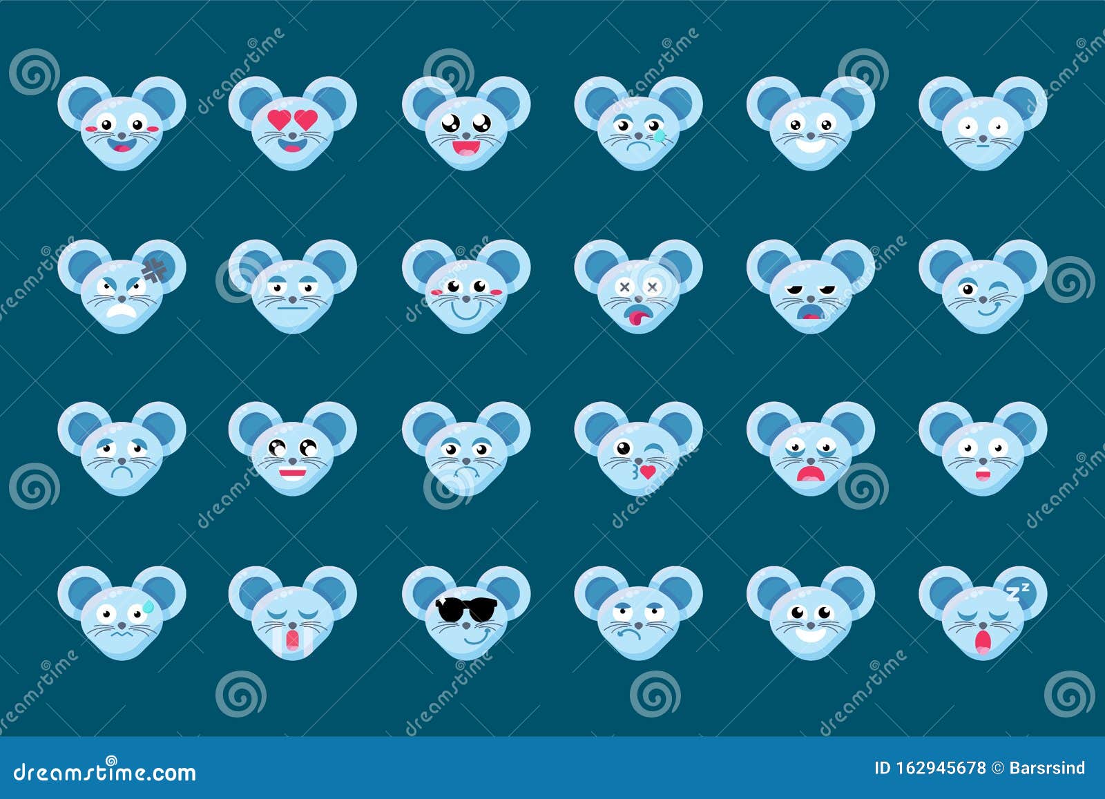 emoji fun cute animal mouse smile emotions set