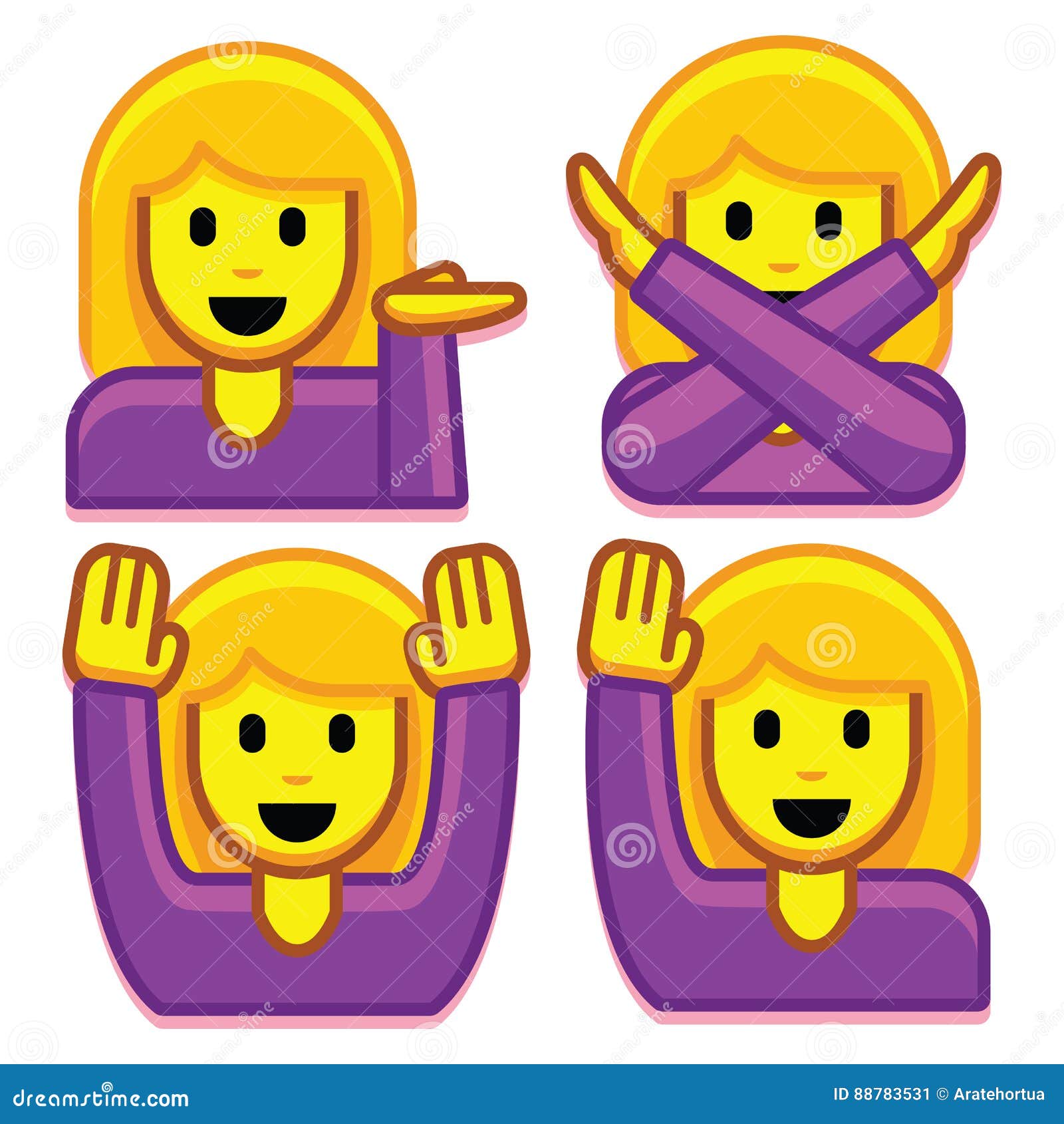 Emoji Girl Set Isolated on White Background Stock Illustration
