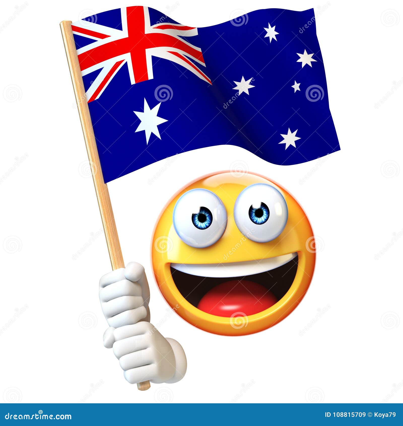 Emoji Holding Flag, Emoticon Waving National Flag of Australia Rendering Stock Illustration - Illustration of hand, mascot: 108815709