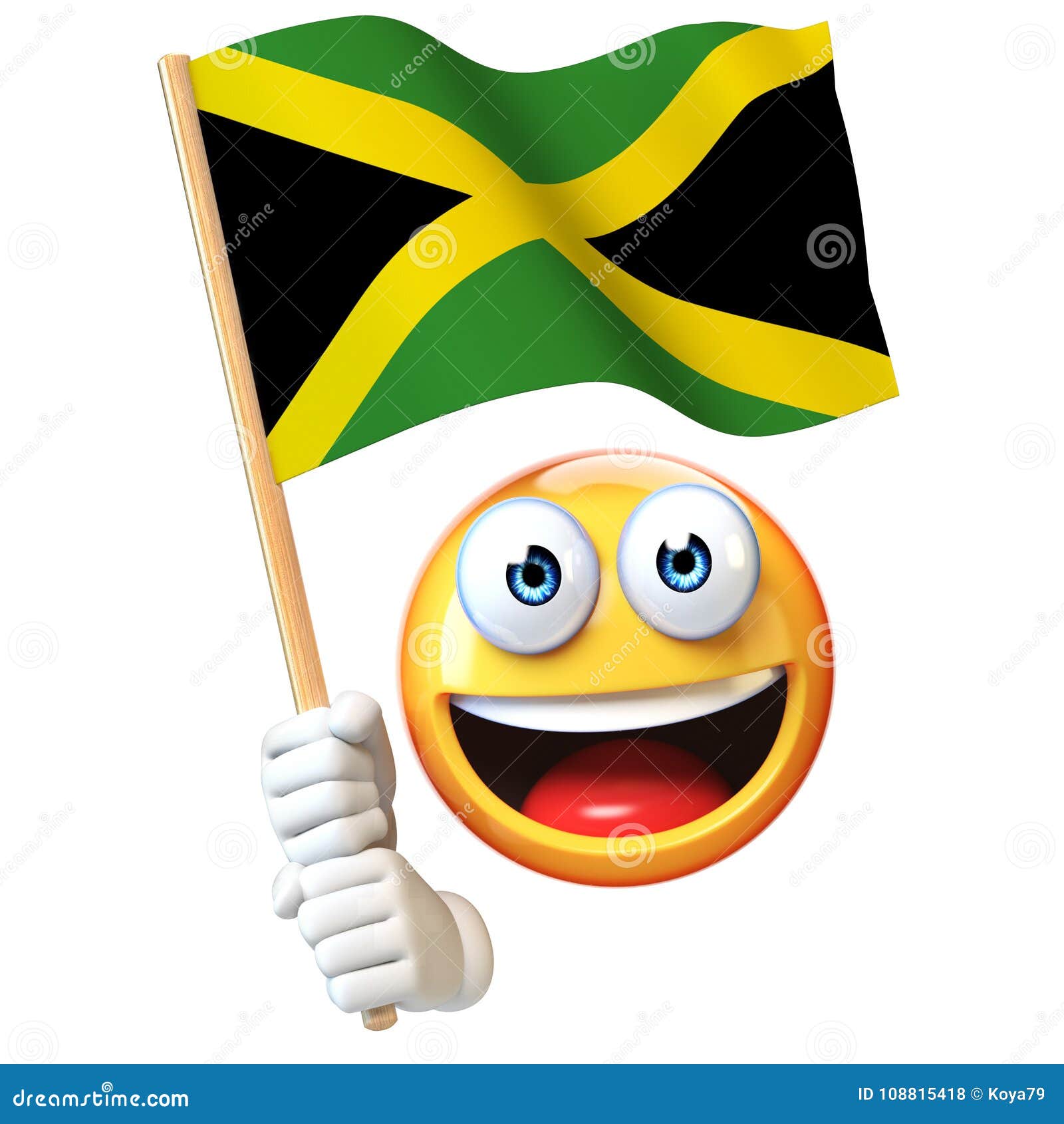 Emoji Holding Jamaican Flag Emoticon Waving National Flag Of Jamaica 3d Rendering Stock Illustration Illustration Of National Football 108815418