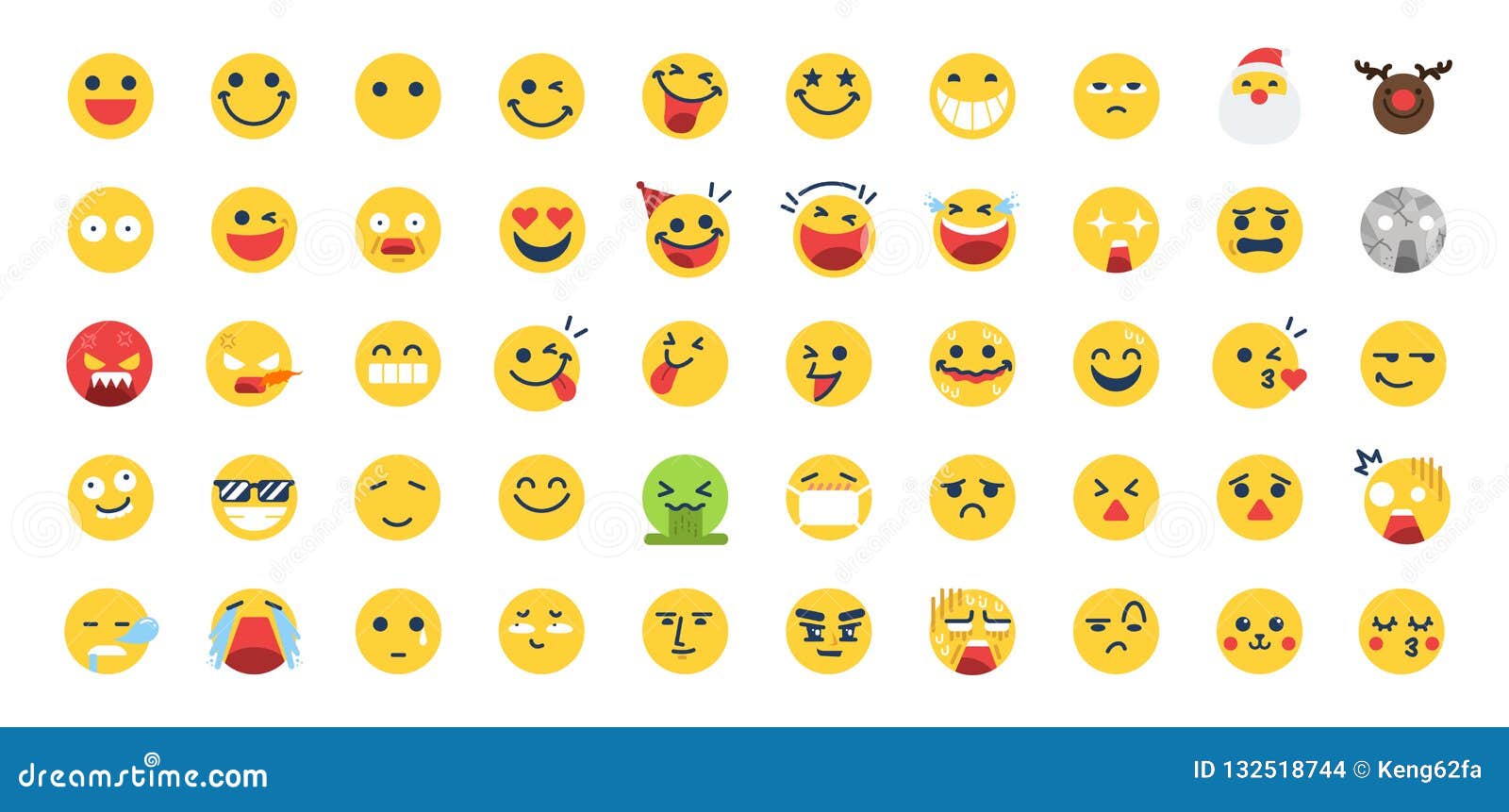 50 emoji icon set. included the icons as happy, emotion, face, feeling, emoticon and more.